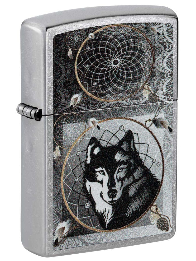 Zippo Lighter: Wolf Dreamcatcher - Street Chrome 81407