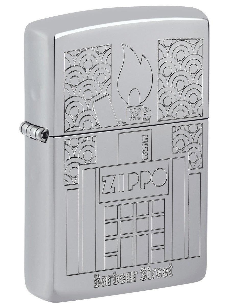Zippo Lighter: Zippo Barbour Street, Engraved - High Polish Chrome 81439