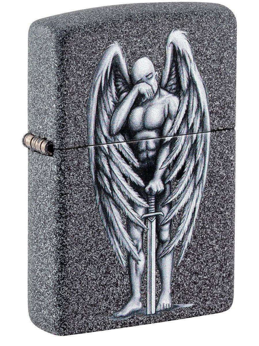 Zippo Lighter: Tired Angel with Sword - Iron Stone 81467