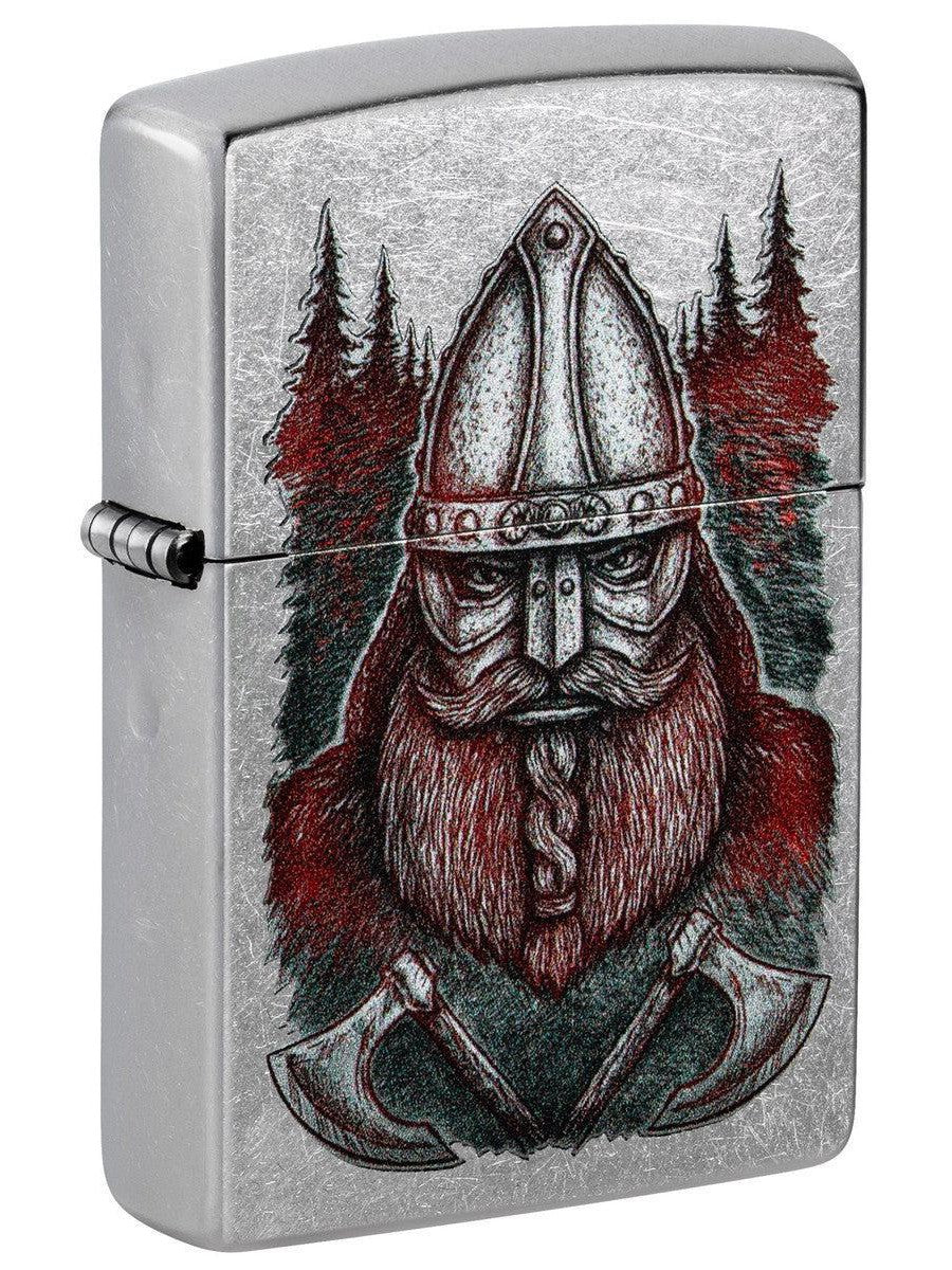 Zippo Lighter: Viking Warrior - Street Chrome 81468