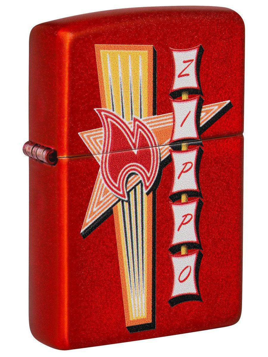 Zippo Lighter: Retro Zippo Design - Metallic Red 81472