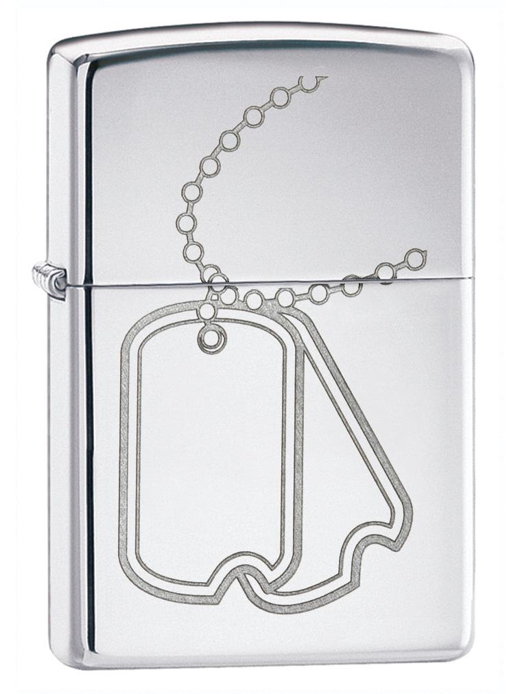 Zippo Lighter: Dog Tags Emblem - High Polish Chrome 24836