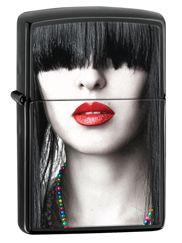 Zippo Lighter: Red Lips - Ebony 28536