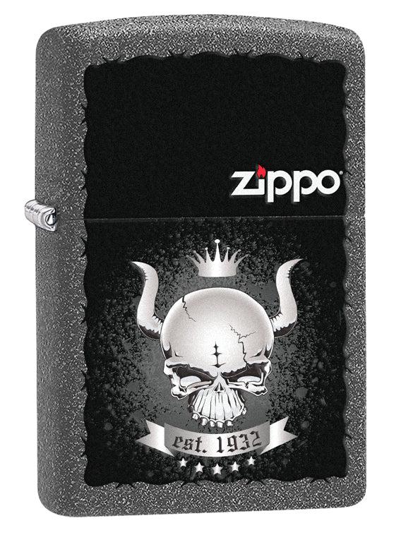 Zippo Lighter: Skull with Crown - Iron Stone 28660