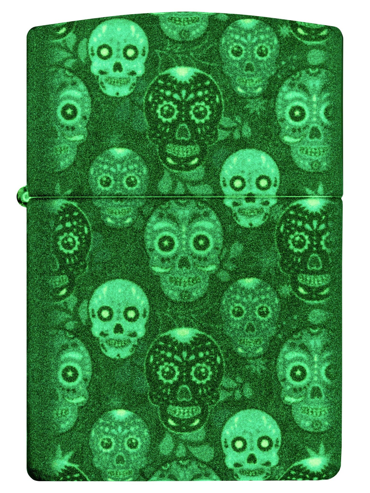 Zippo Lighter: Sugar Skulls - Glow-in-the-Dark Green 46017