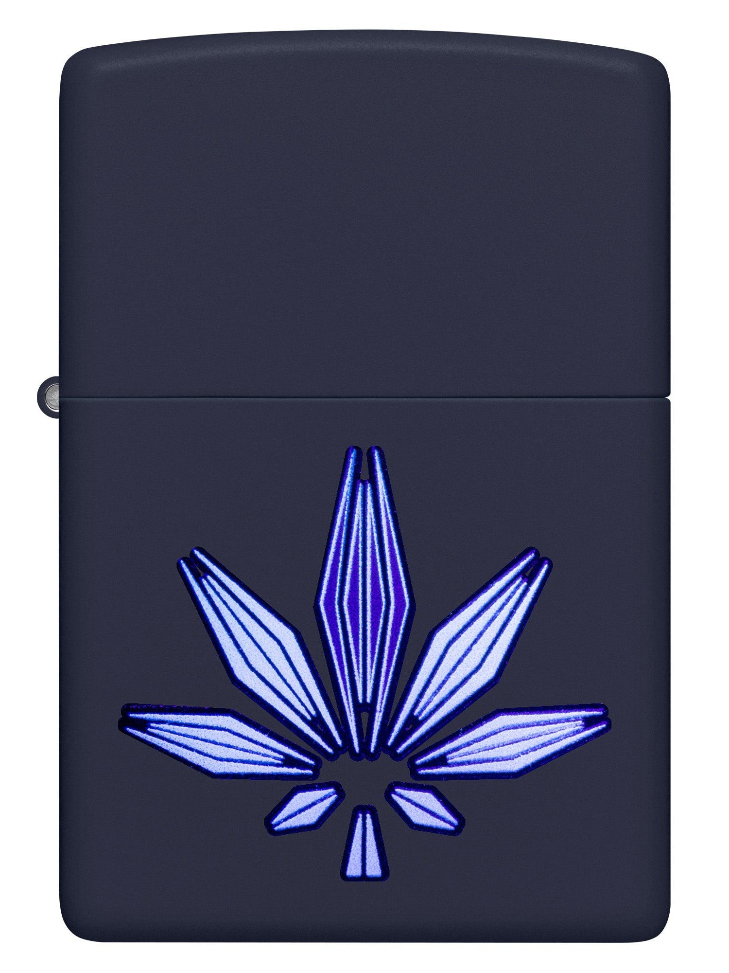 Zippo Lighter: Modern Weed Leaf with Blacklight - Navy Matte 46086