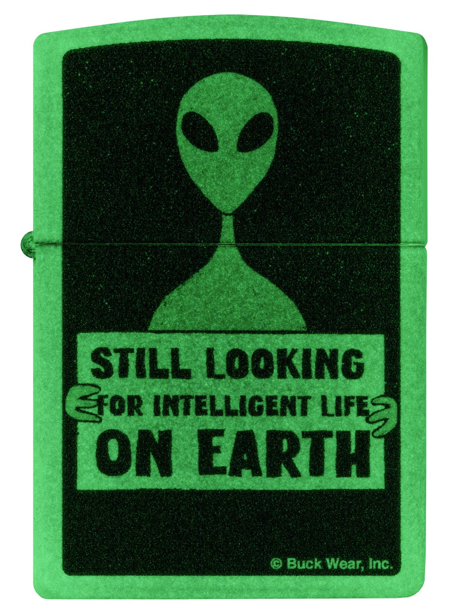 Zippo Lighter: Alien with Sign - Glow-in-the-Dark Green 46092