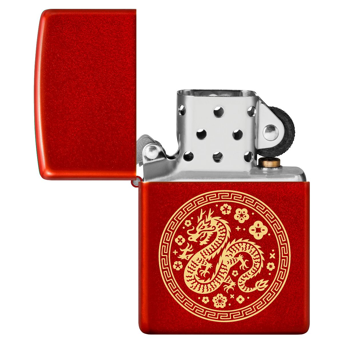 Zippo Lighter: Chinese Year of the Dragon, Engraved - Metallic Red