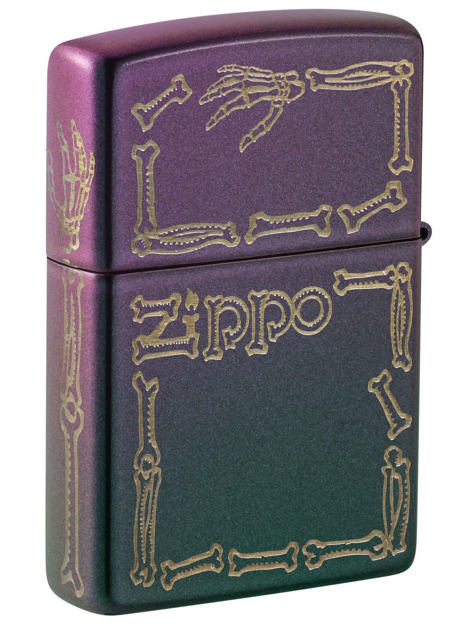 Zippo Lighter: Zippo Bones Design, Engraved - Iridescent 46104