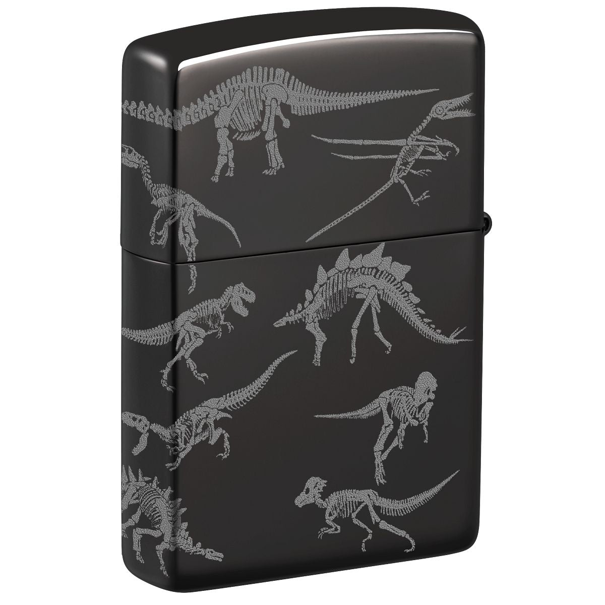 Zippo Lighter: Dinosaur Skeletons, Photo 360 - High Polish Black 
