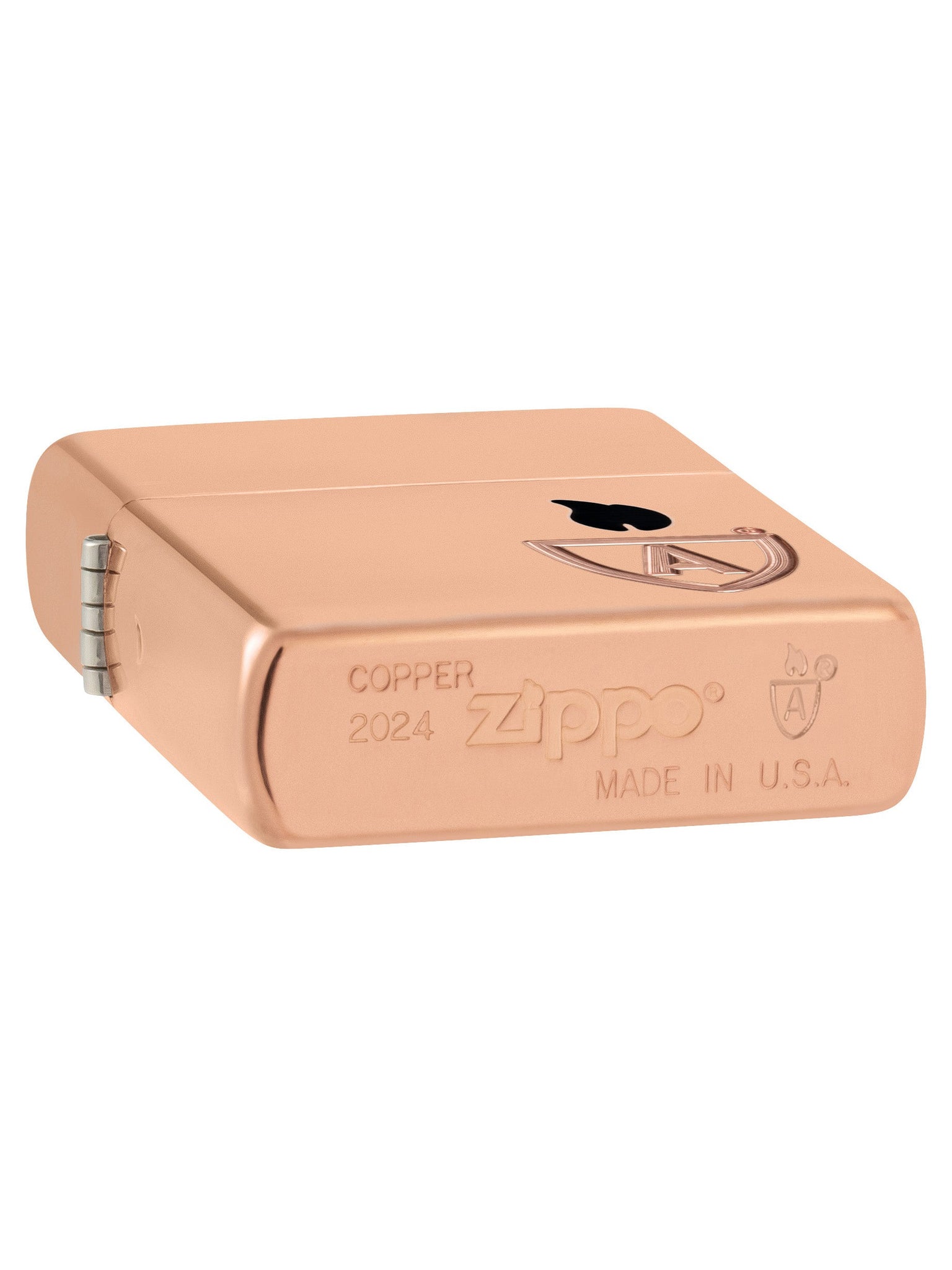 Zippo Lighter: Armor Solid Copper with Logo - High Polish Copper 46171
