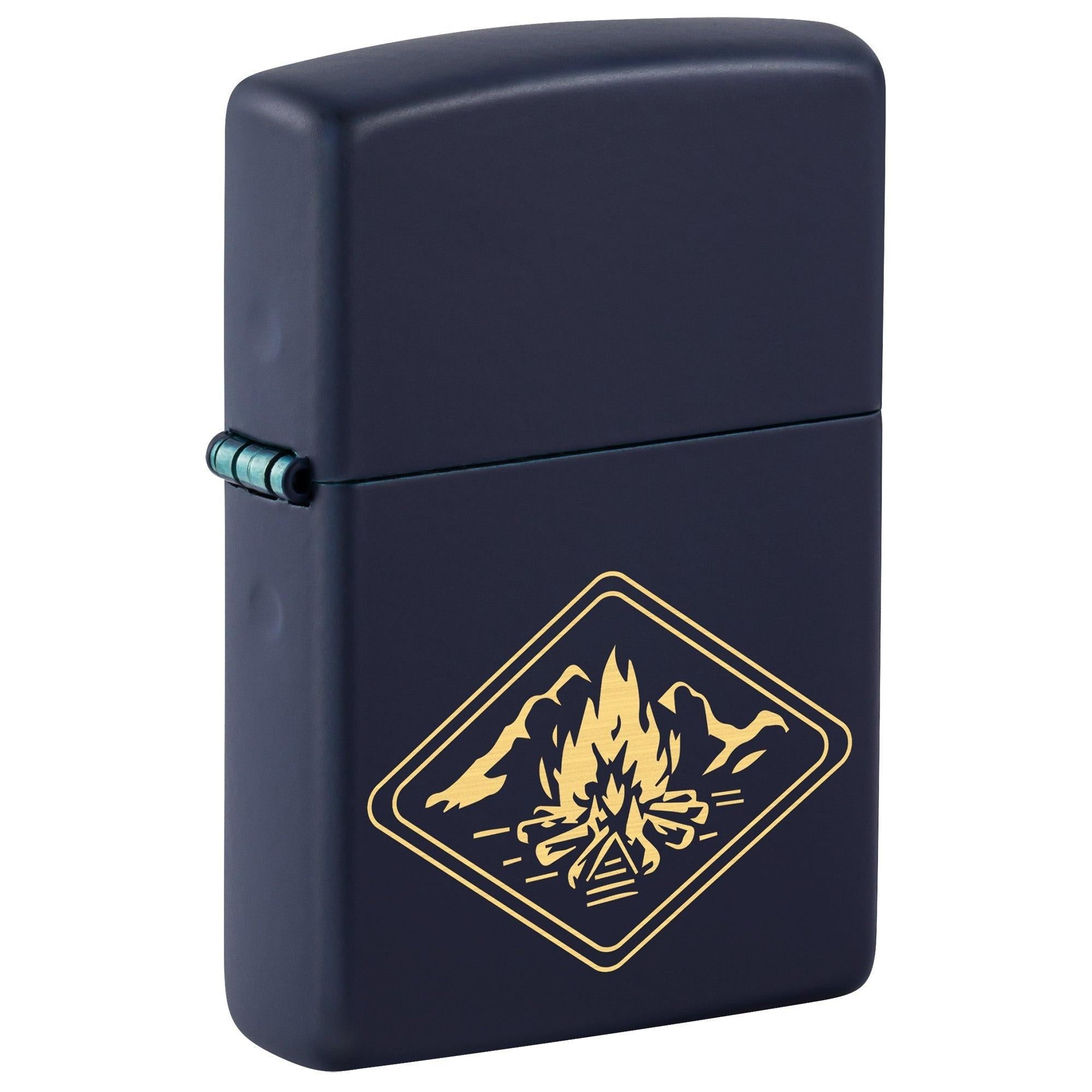 46174 Number Zippo Lighter: Engraved Campfire Design - Navy Matte 46174 – Lucas Lighters