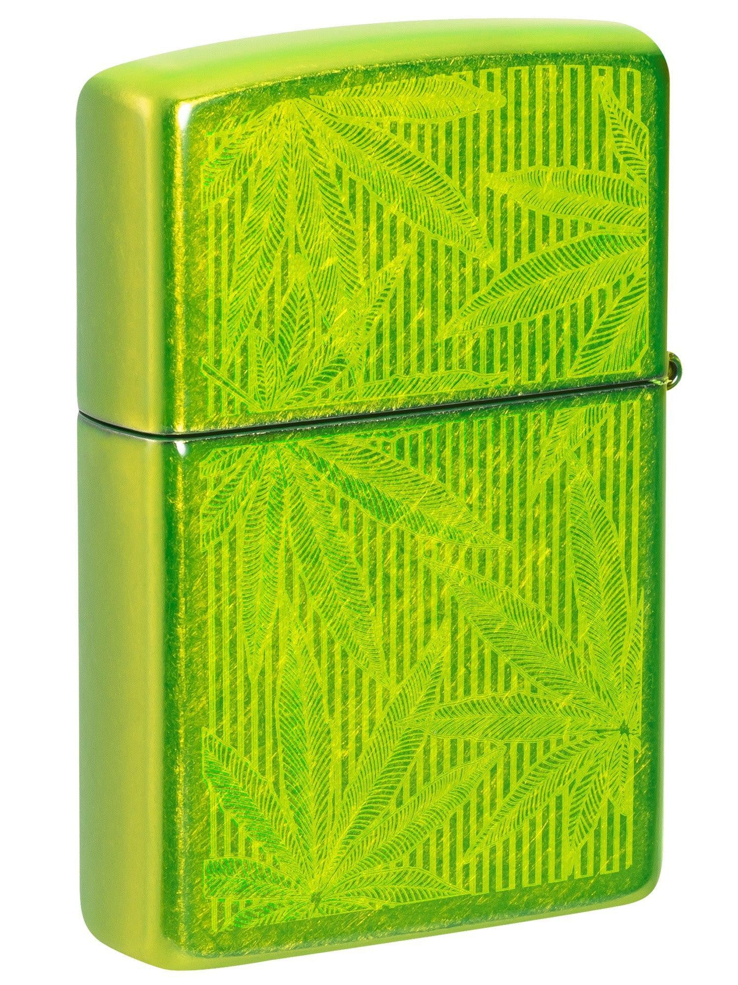 Zippo Lighter: Iced Weed Leaf Design - Lurid 46269