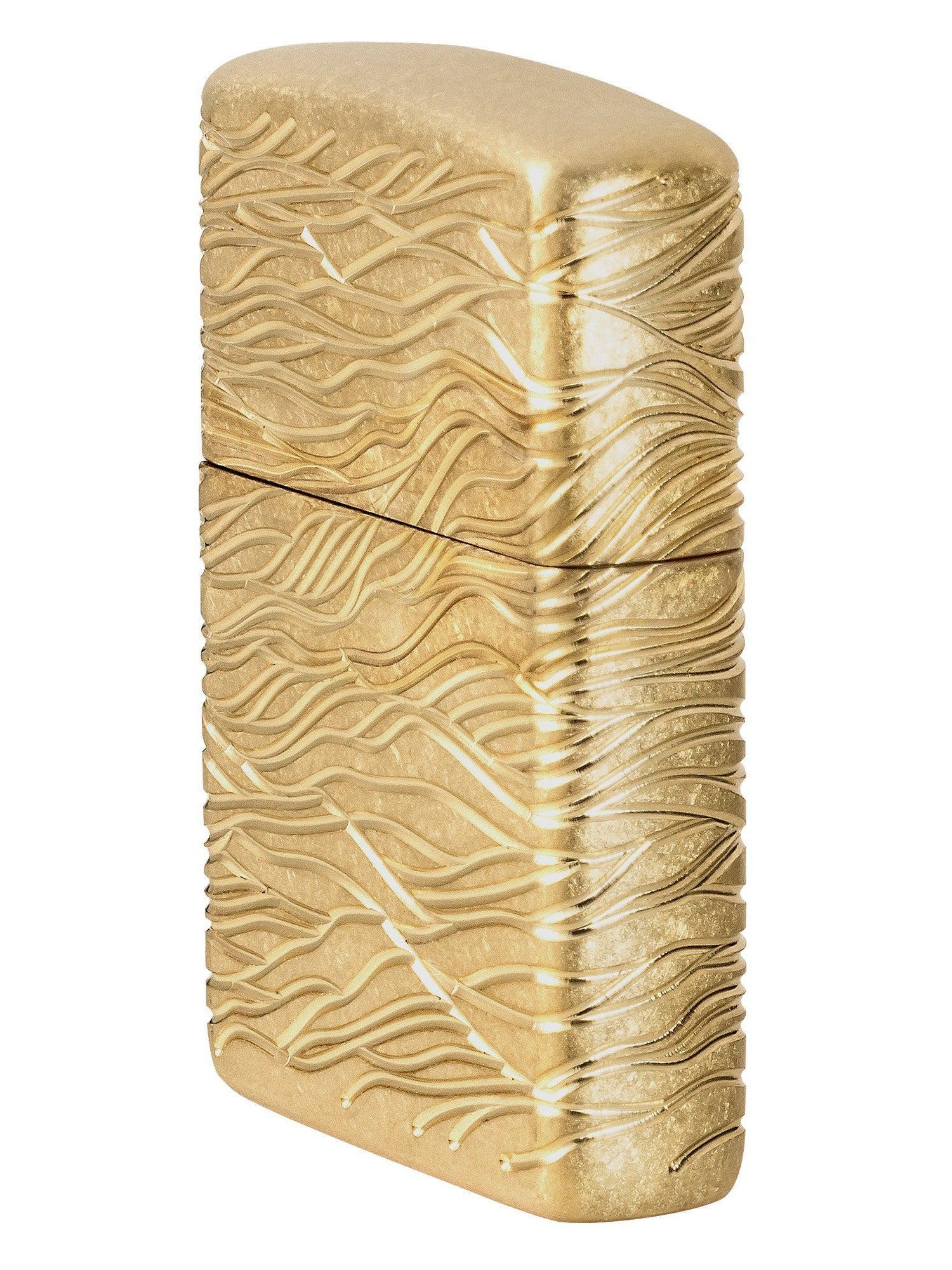 Zippo Lighter: Armor MultiCut, Luxury Waves Design - Tumbled Brass 46273