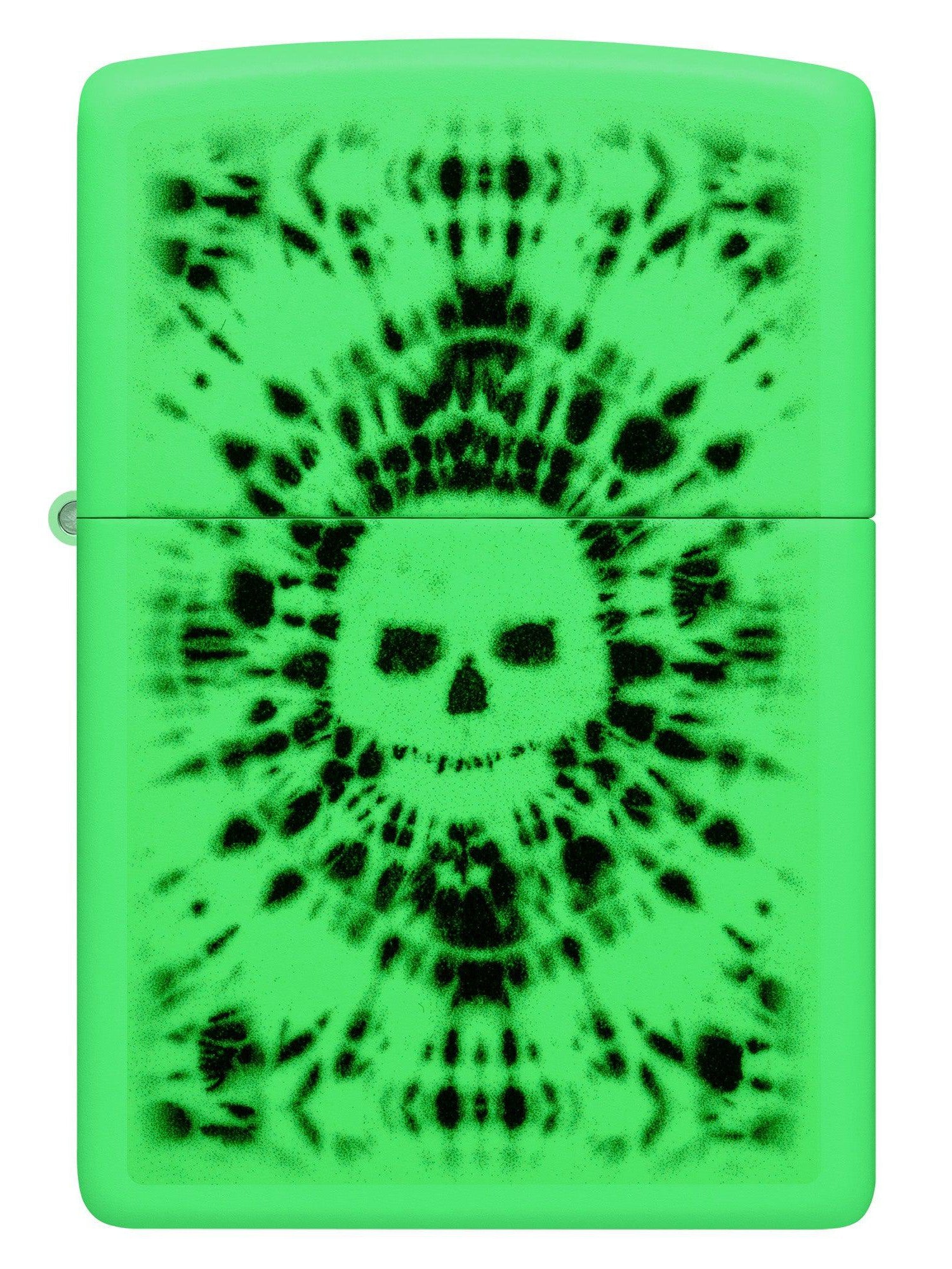 Zippo Lighter: Glowing Skull Design - Glow-in-the-Dark Green 46289