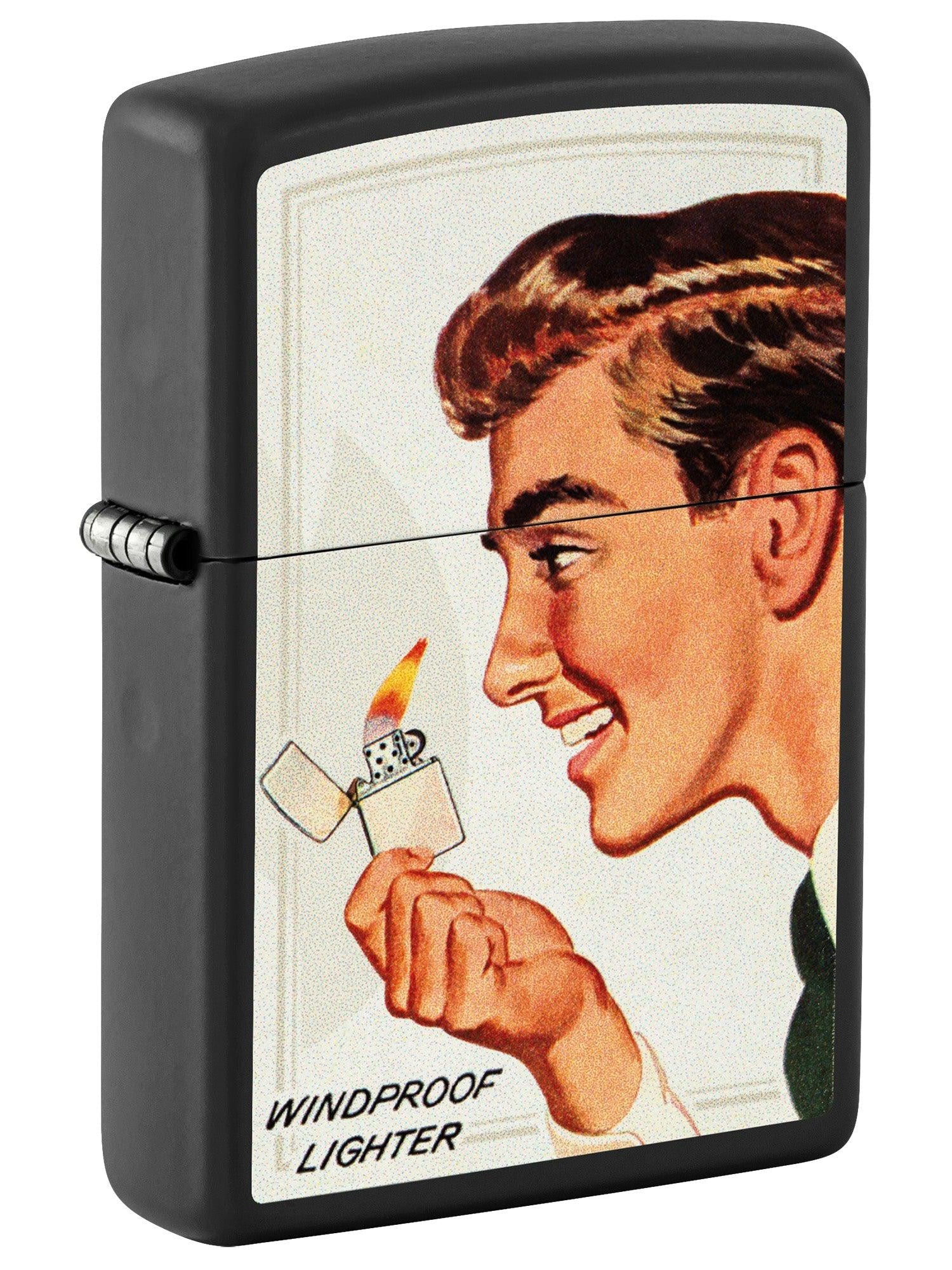 Zippo Lighter: Vintage Ad Lighter Set - Black Matte 46295