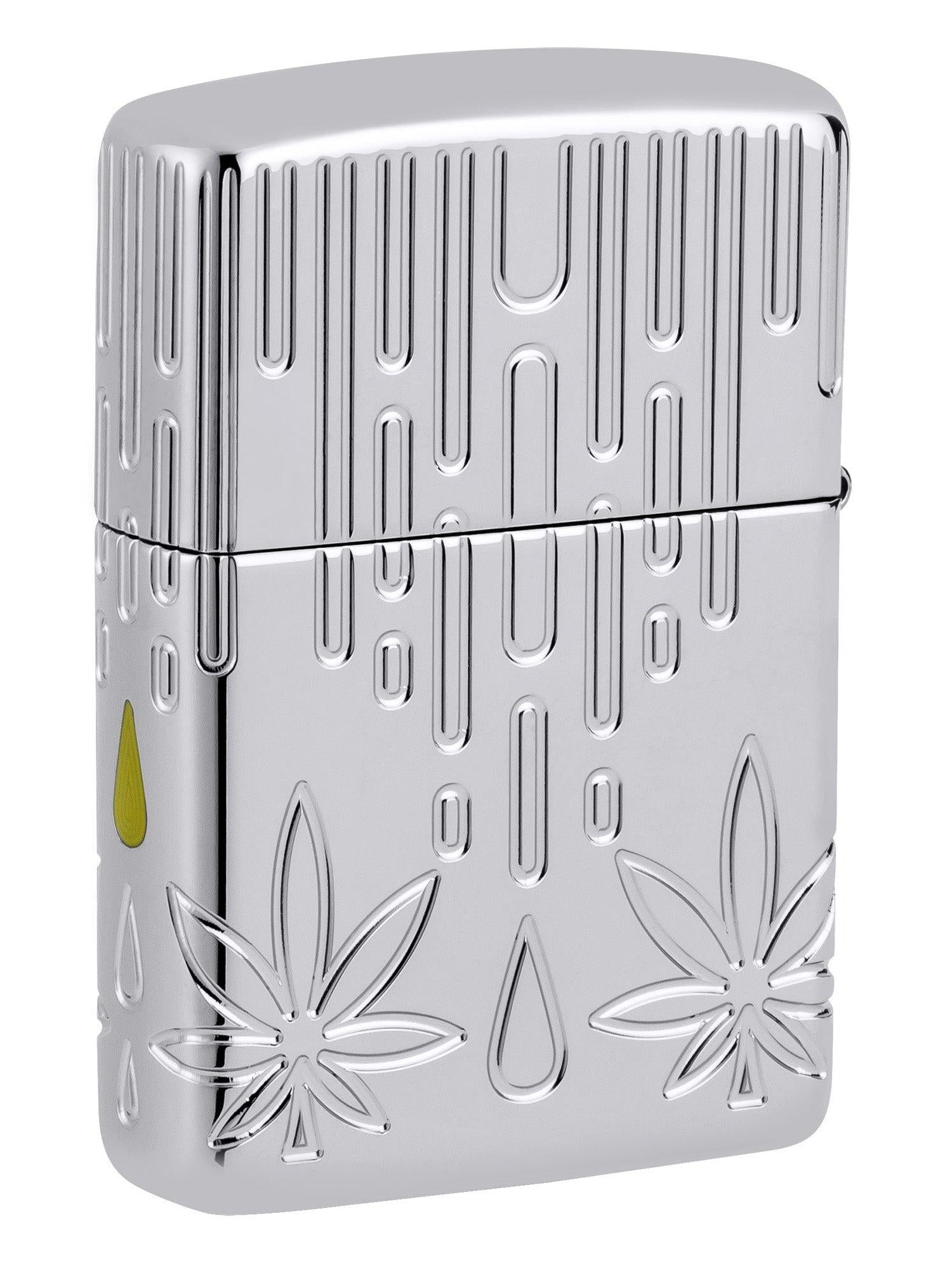 Zippo Lighter: Armor MultiCut, Waxy Weed Leaf - High Polish Chrome 46303