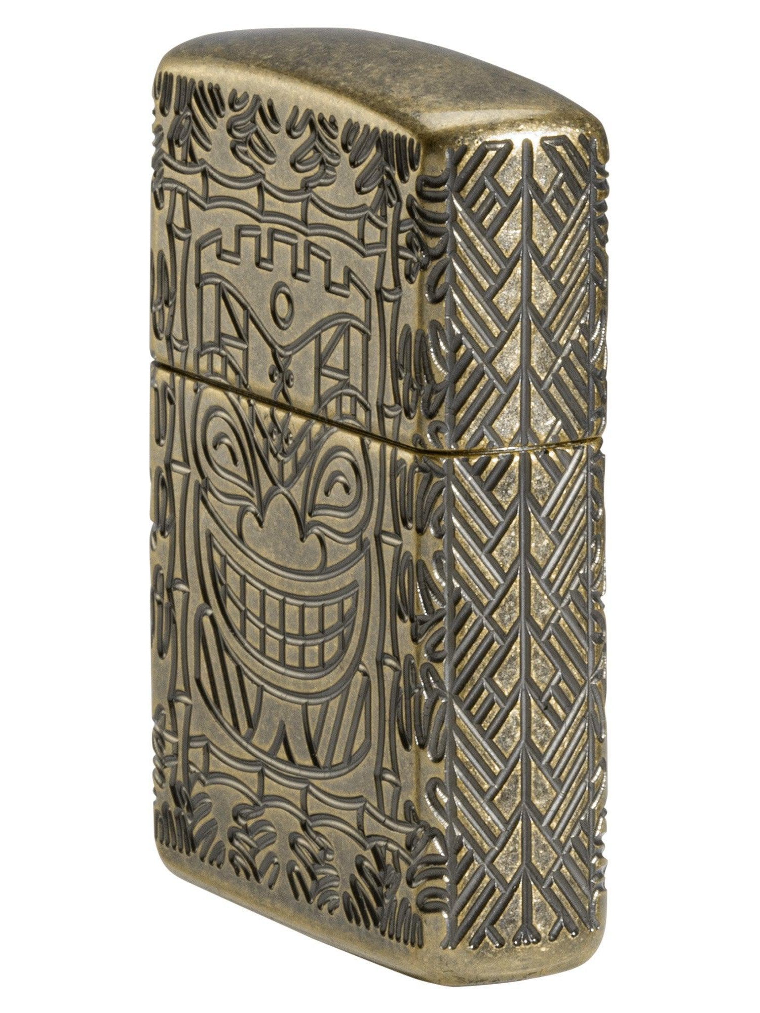 Zippo Lighter: Armor MultiCut, Tiki Design - Antique Brass 46314