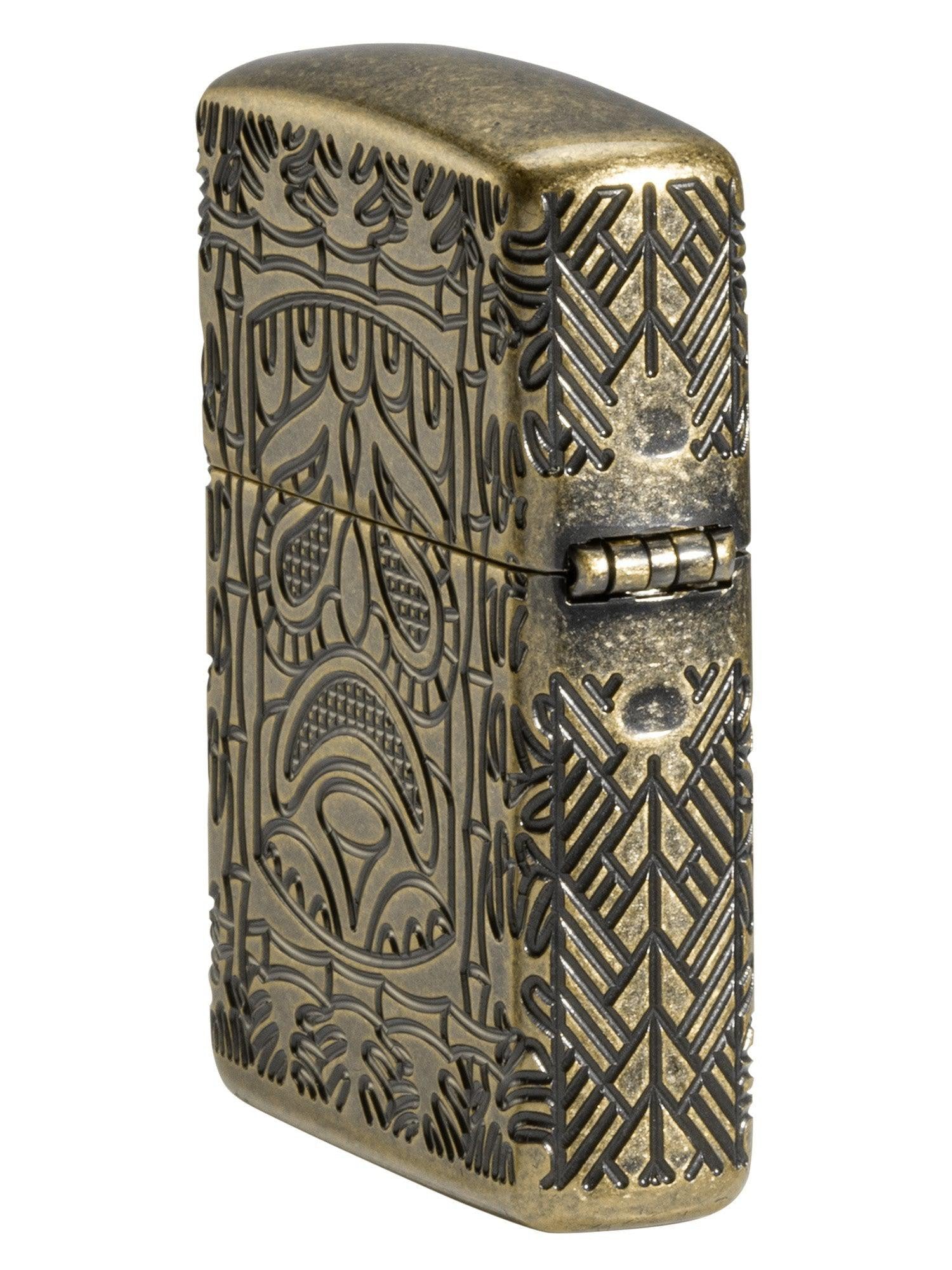 Zippo Lighter: Armor MultiCut, Tiki Design - Antique Brass 46314