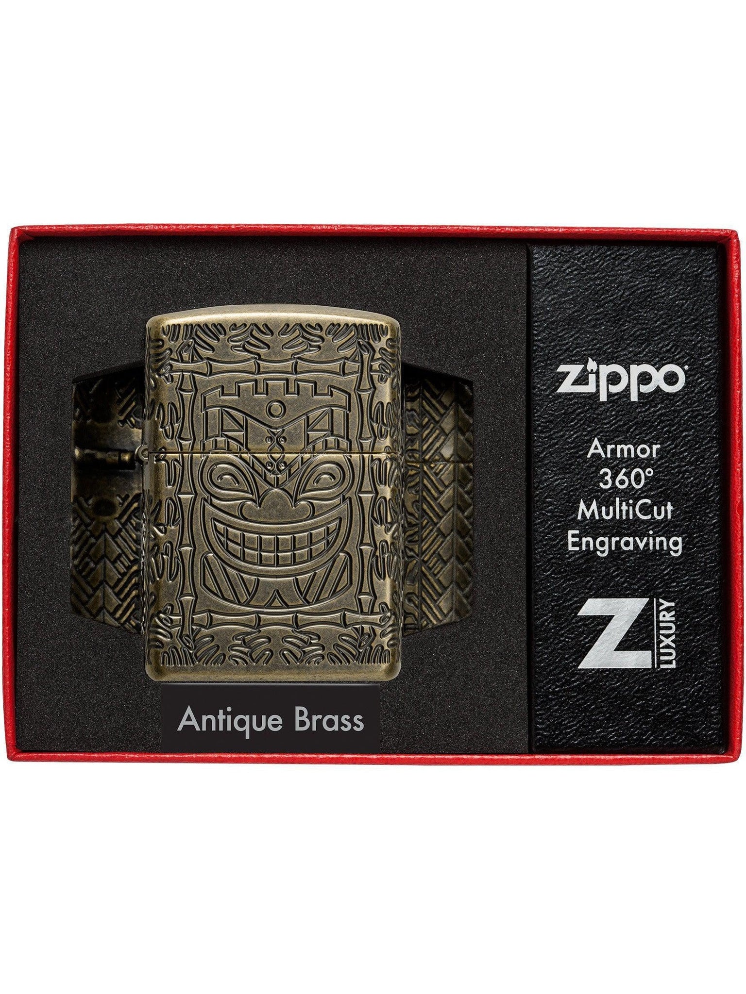 Zippo Lighter: Armor MultiCut, Tiki Design - Antique Brass 46314