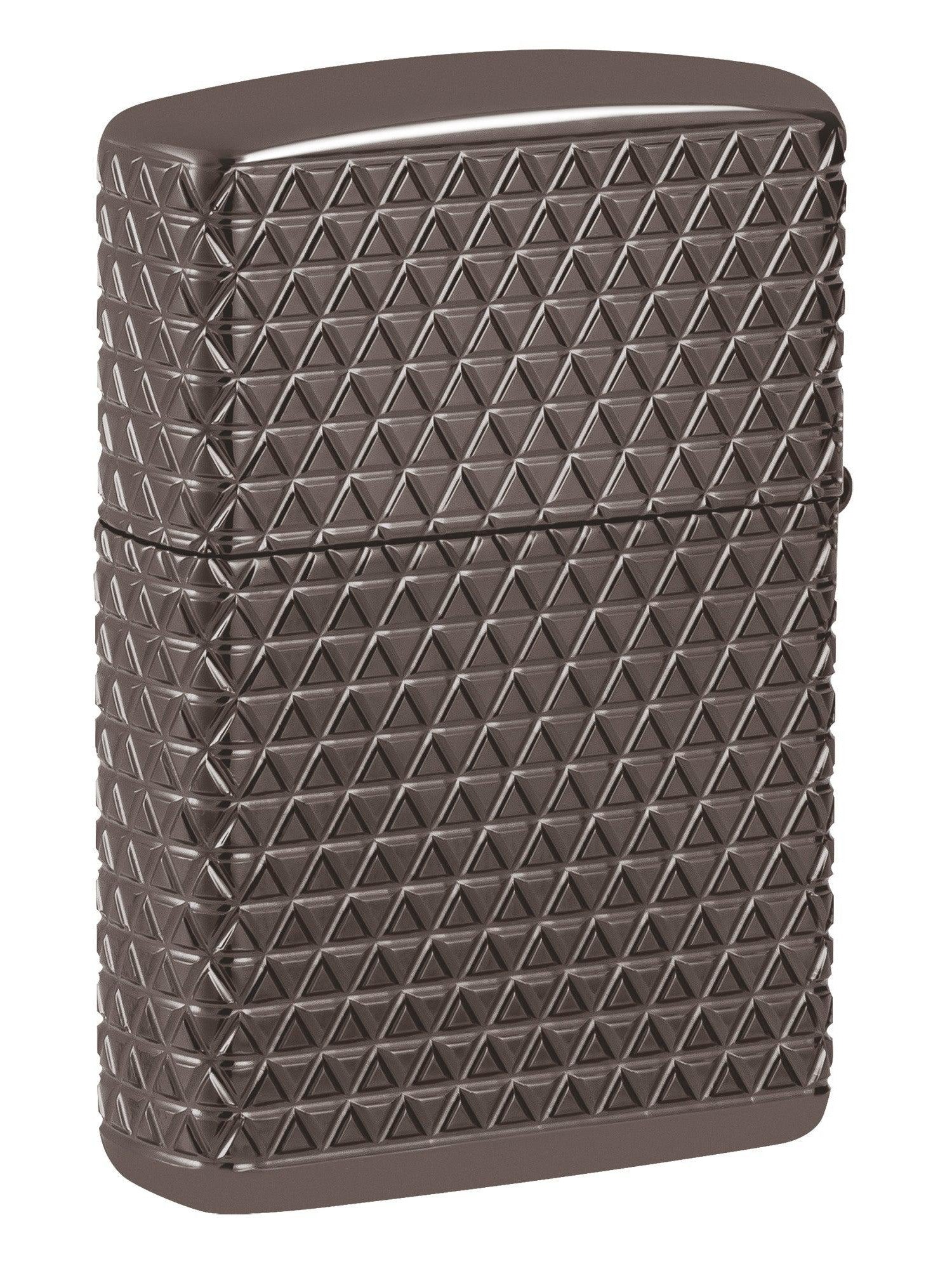 Zippo Lighter: Armor MultiCut, Diamond Pattern with Crystals - Black Ice 46316