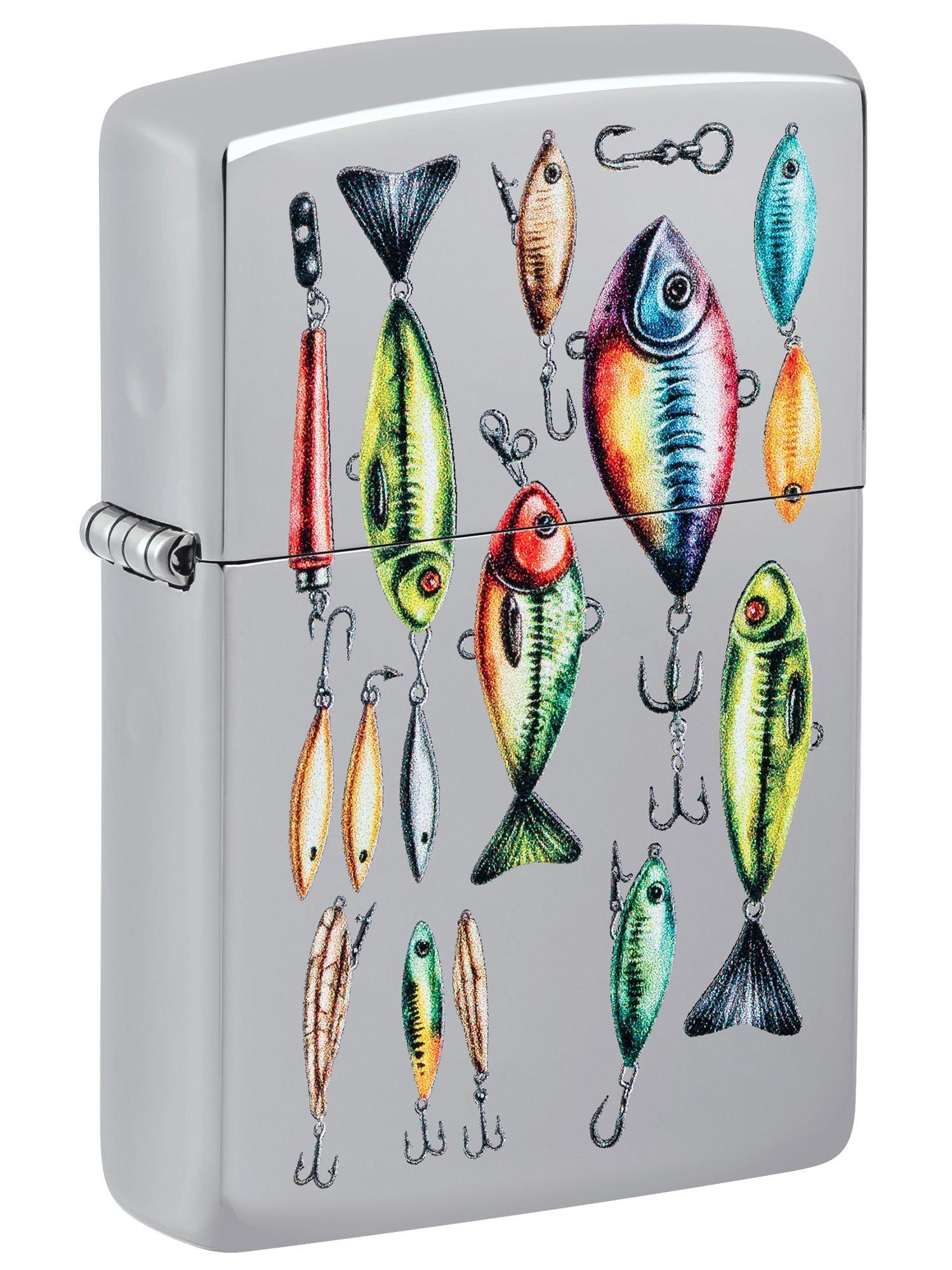 Zippo Lighter: Fishing Lures - High Polish Chrome 46319