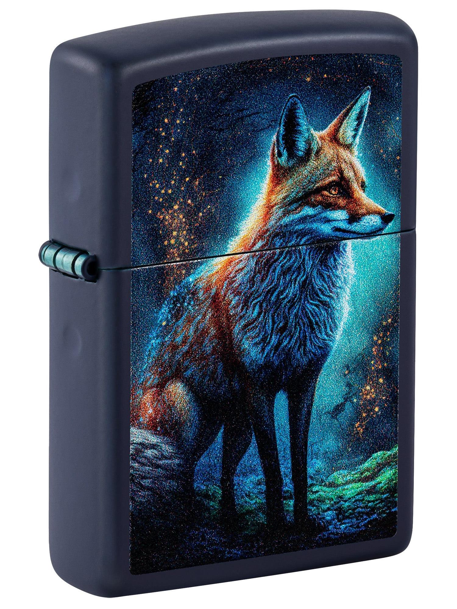 Zippo Lighter: Fox at Night - Navy Matte 46338