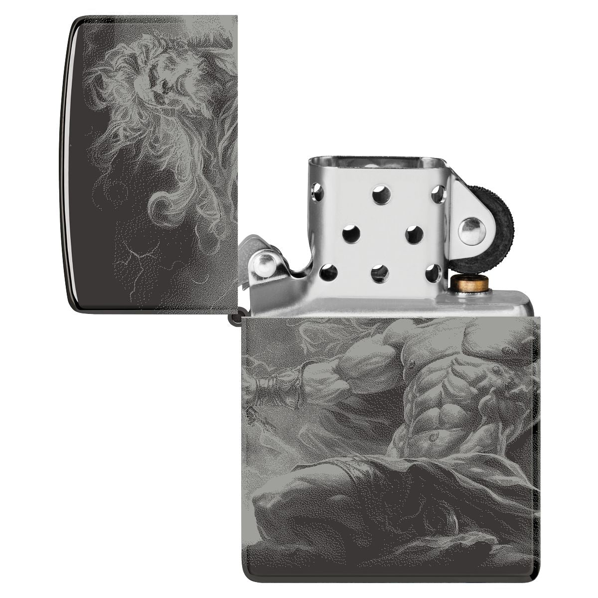 Zippo Lighter: Zeus Design - High Polish Black 46364 – Lucas Lighters