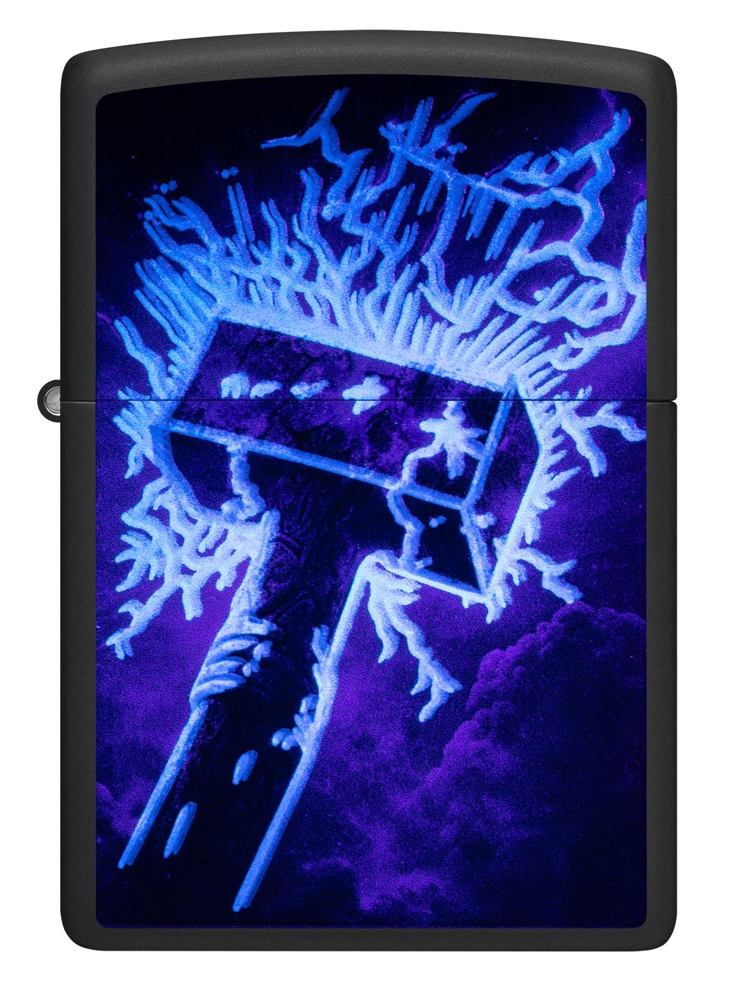 Zippo Lighter: Thor's Hammer, Black Light - Black Matte 46365