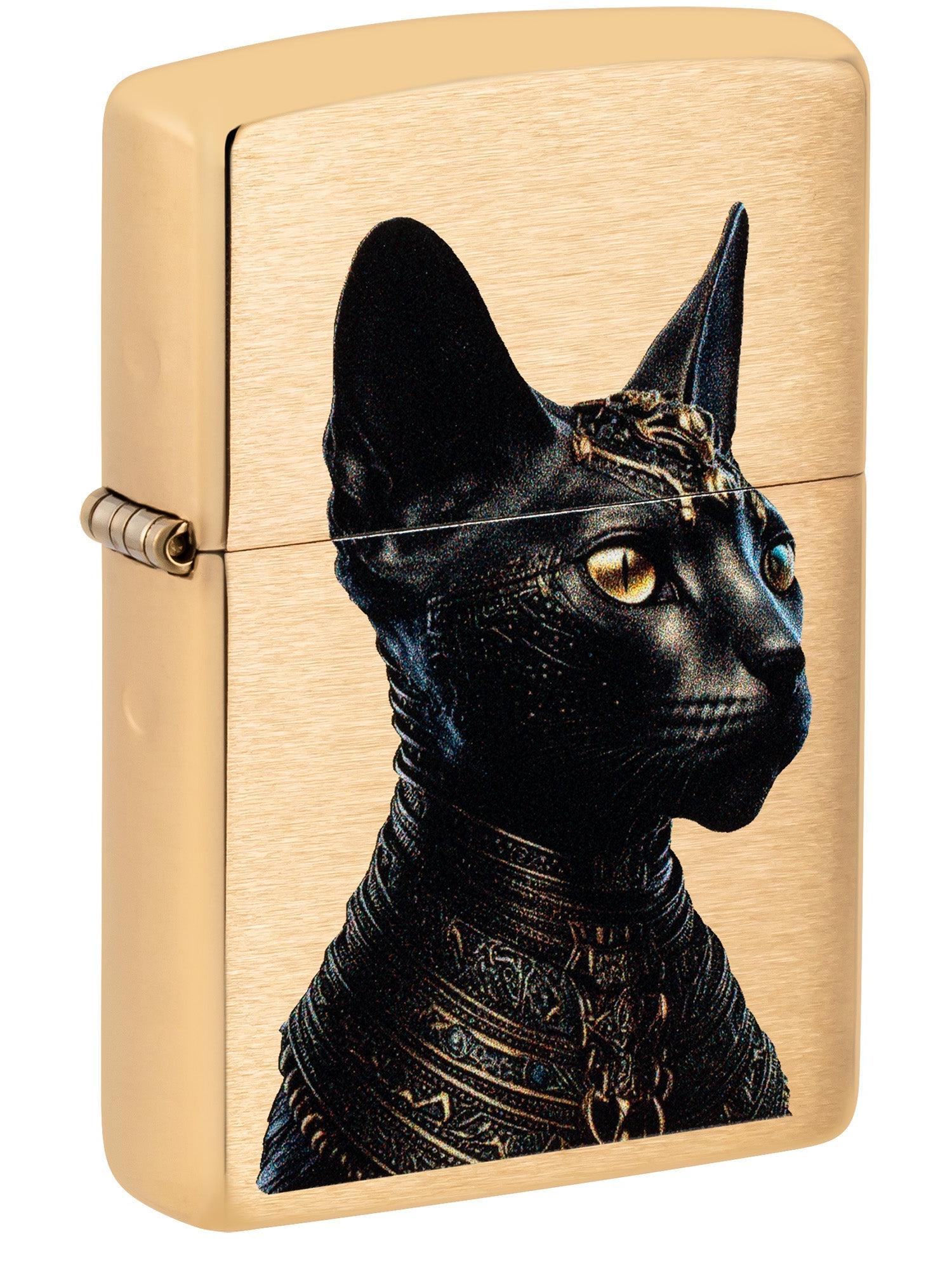 Zippo Lighter: Egyptian Cat - Brushed Brass 46616