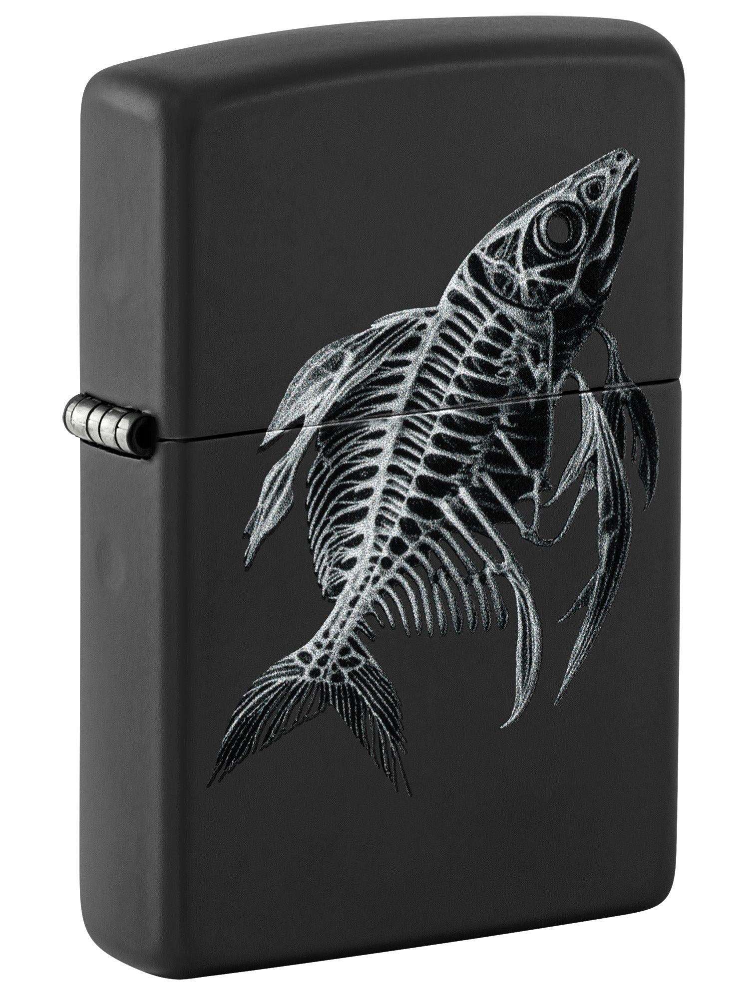 Zippo Lighter: Fish Skeleton - Black Matte 46618