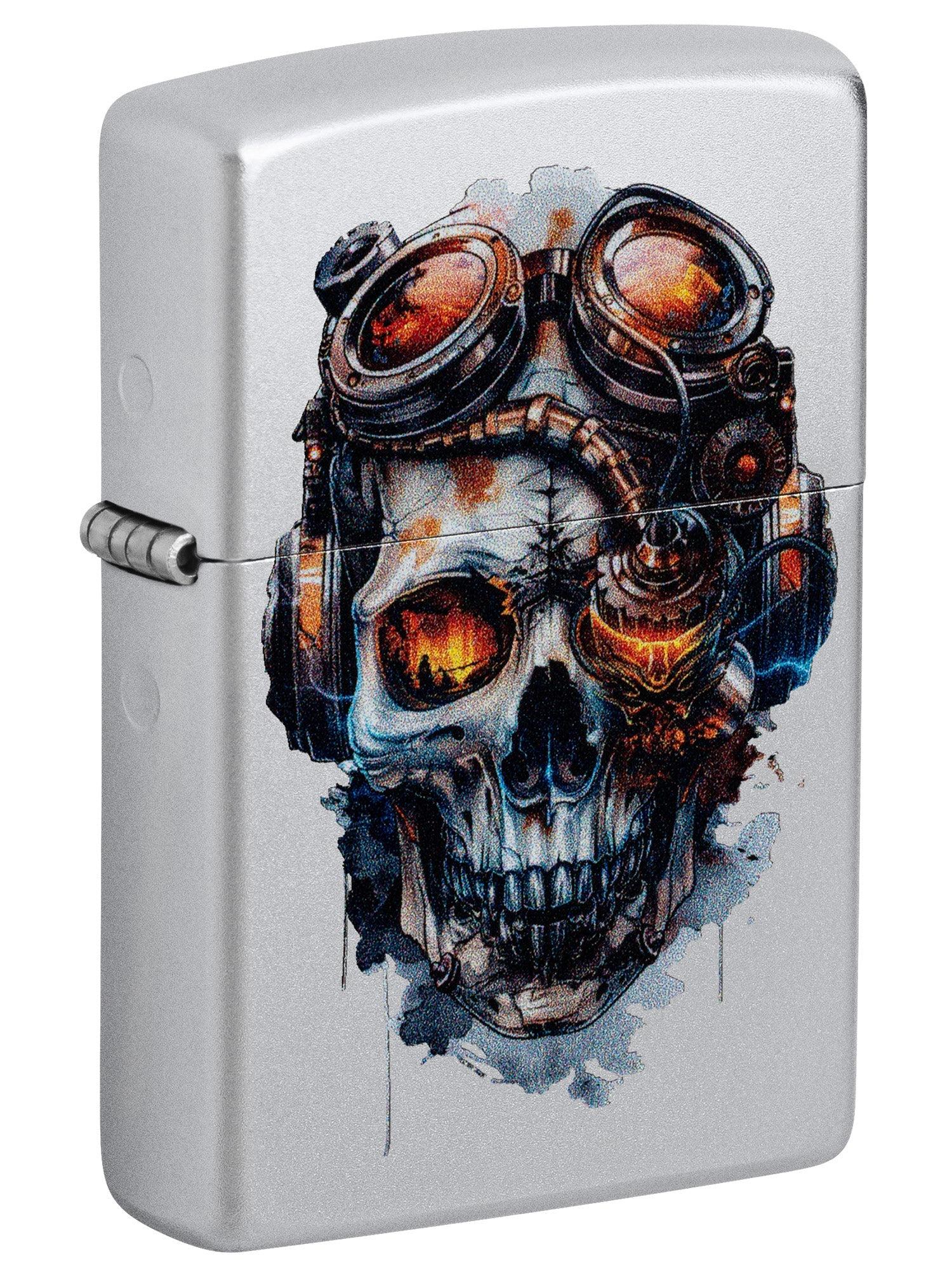 Zippo Lighter: Steampunk Skull - Satin Chrome 46668