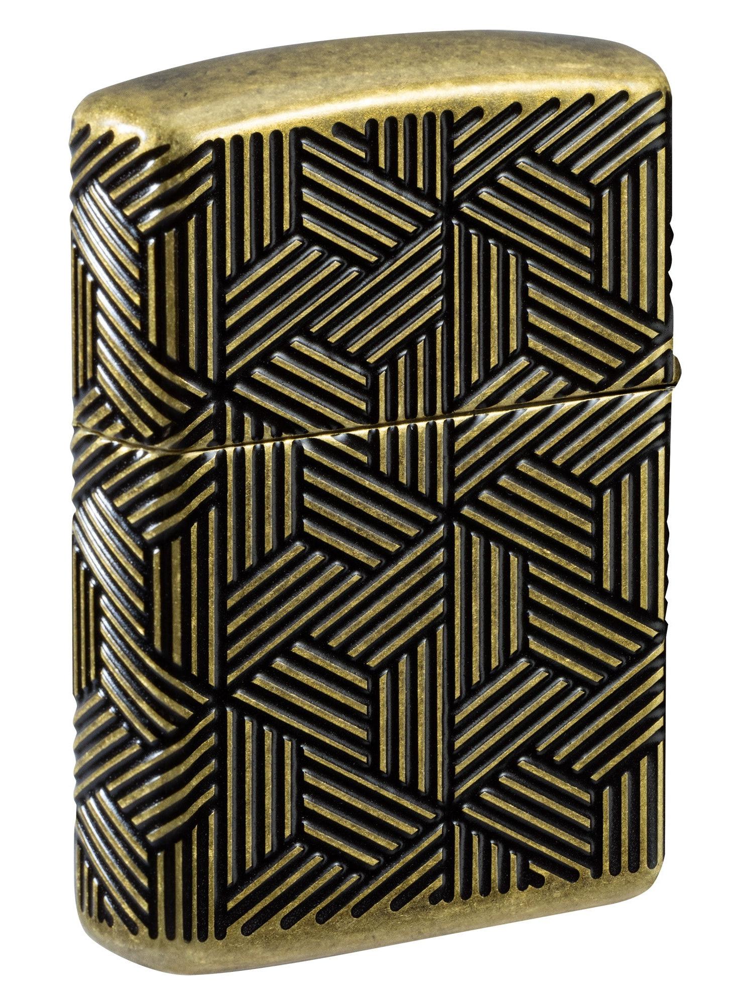 Zippo Lighter: Armor MultiCut Art Deco Design - Antique Brass 46675