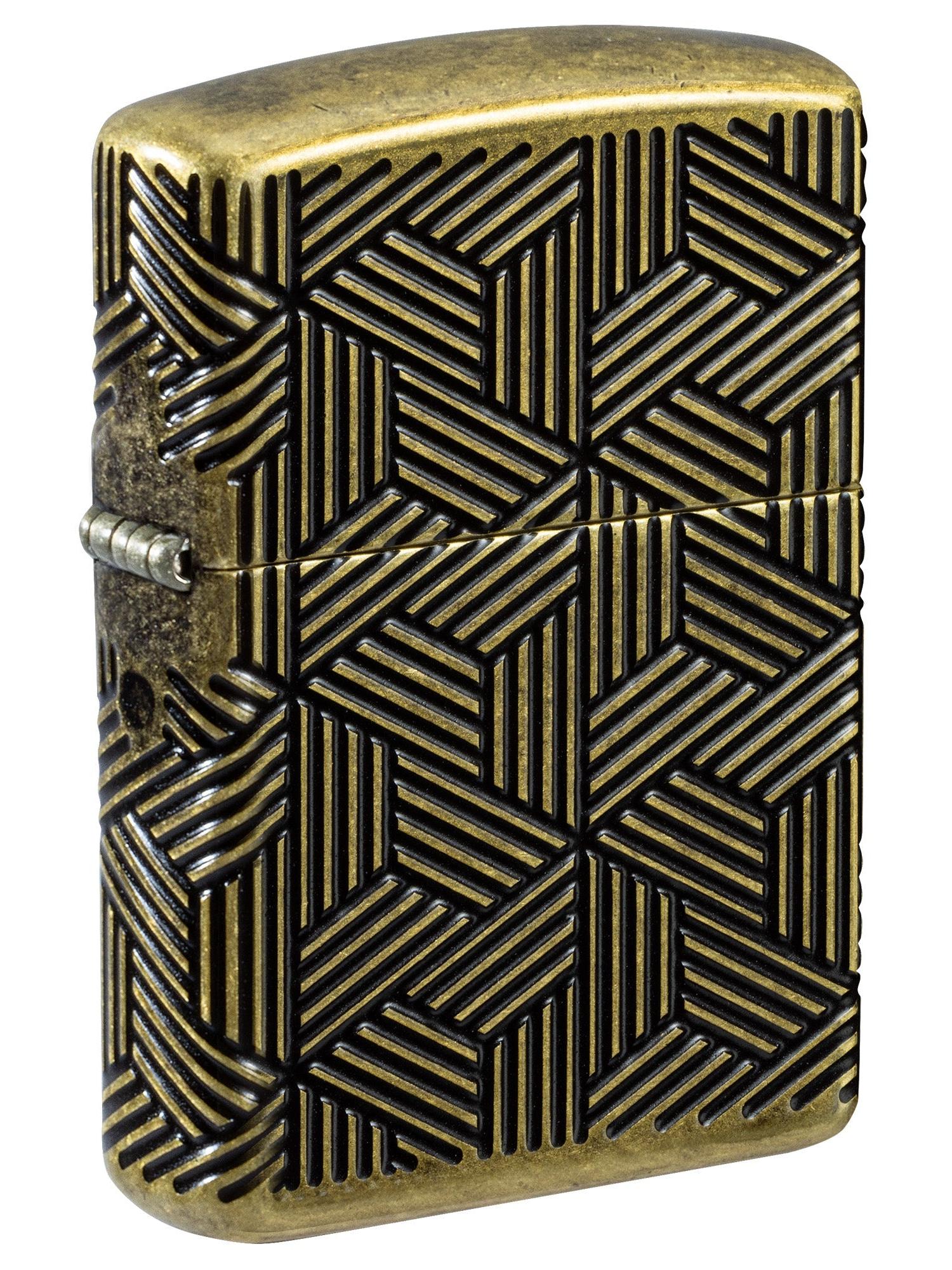 Zippo Lighter: Armor MultiCut Art Deco Design - Antique Brass 46675