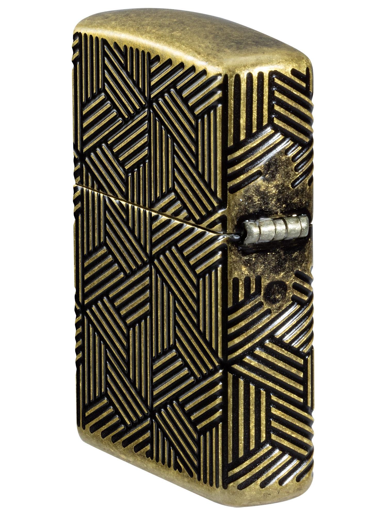 Zippo Lighter: Armor MultiCut Art Deco Design - Antique Brass 46675