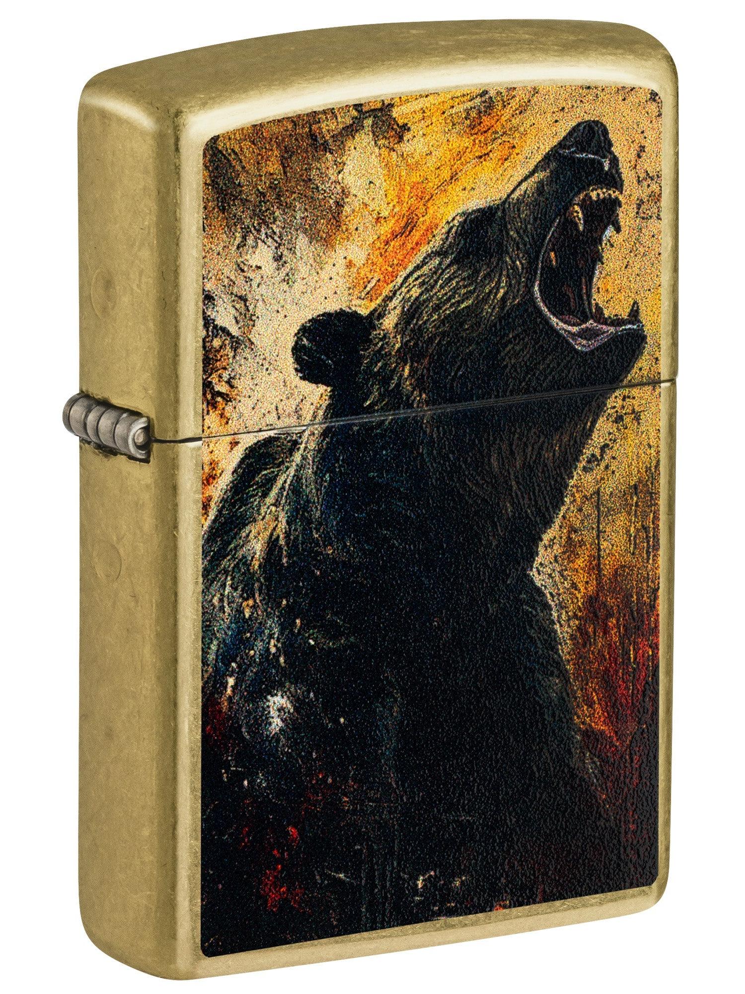 Zippo Lighter: Grizzly Bear Roar  - Street Brass 46695