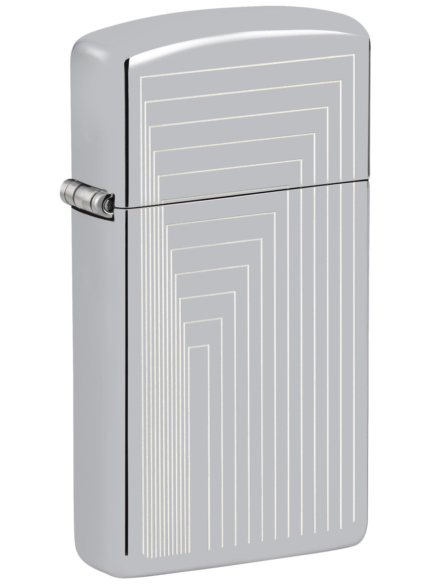 Zippo Lighter: Slim, Engraved Pattern - High Polish Chrome 46706