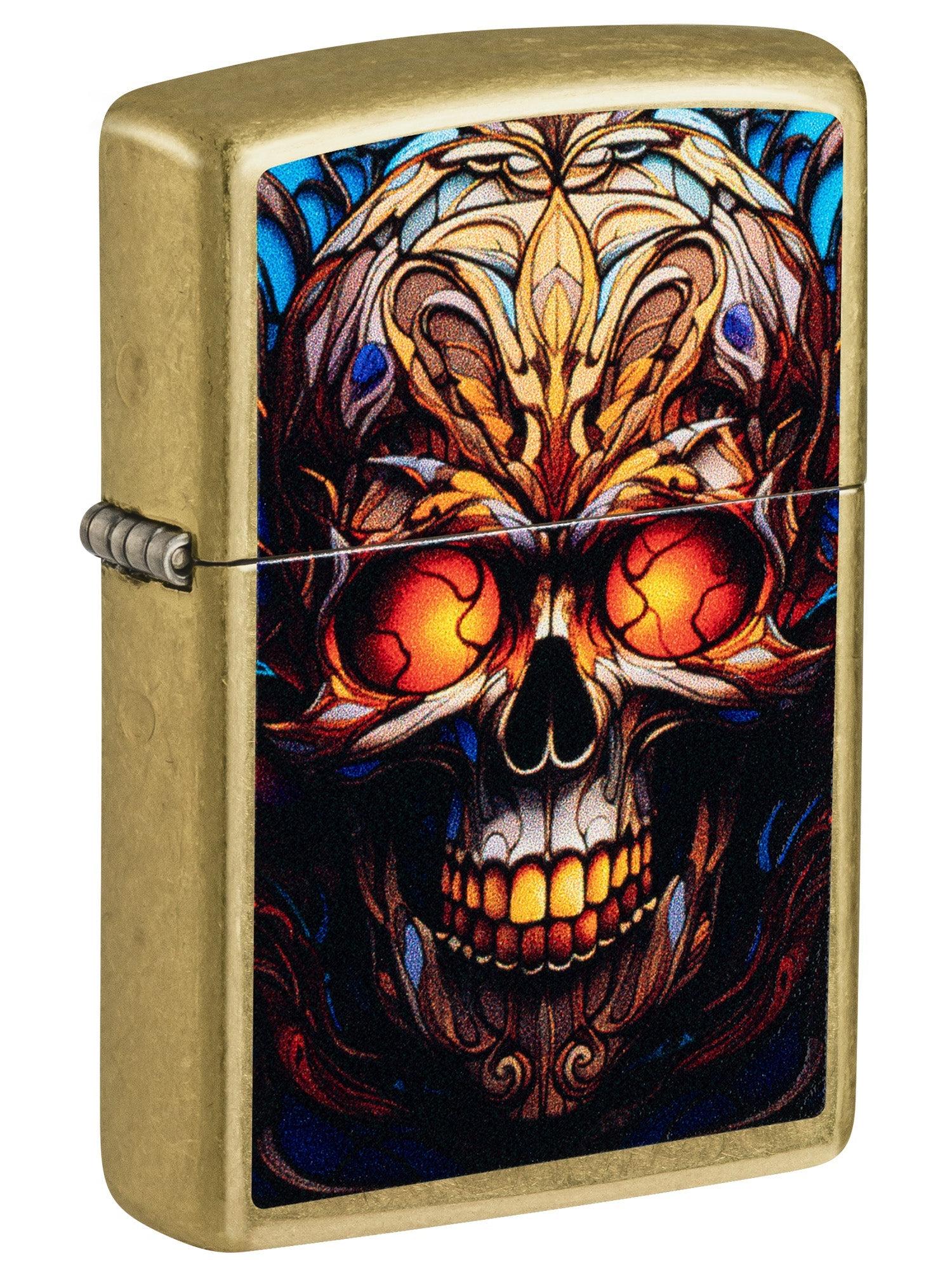 Zippo Lighter: Stained Glass Skull - Street Brass 46715