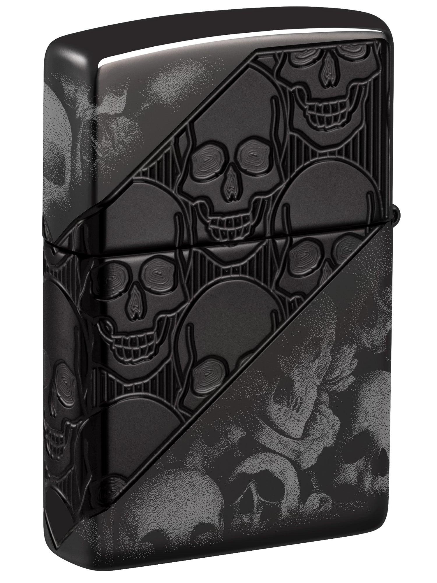 Zippo Lighter: Armor MultiCut Skull Collage, Photo 360 - High Polish Black 46751