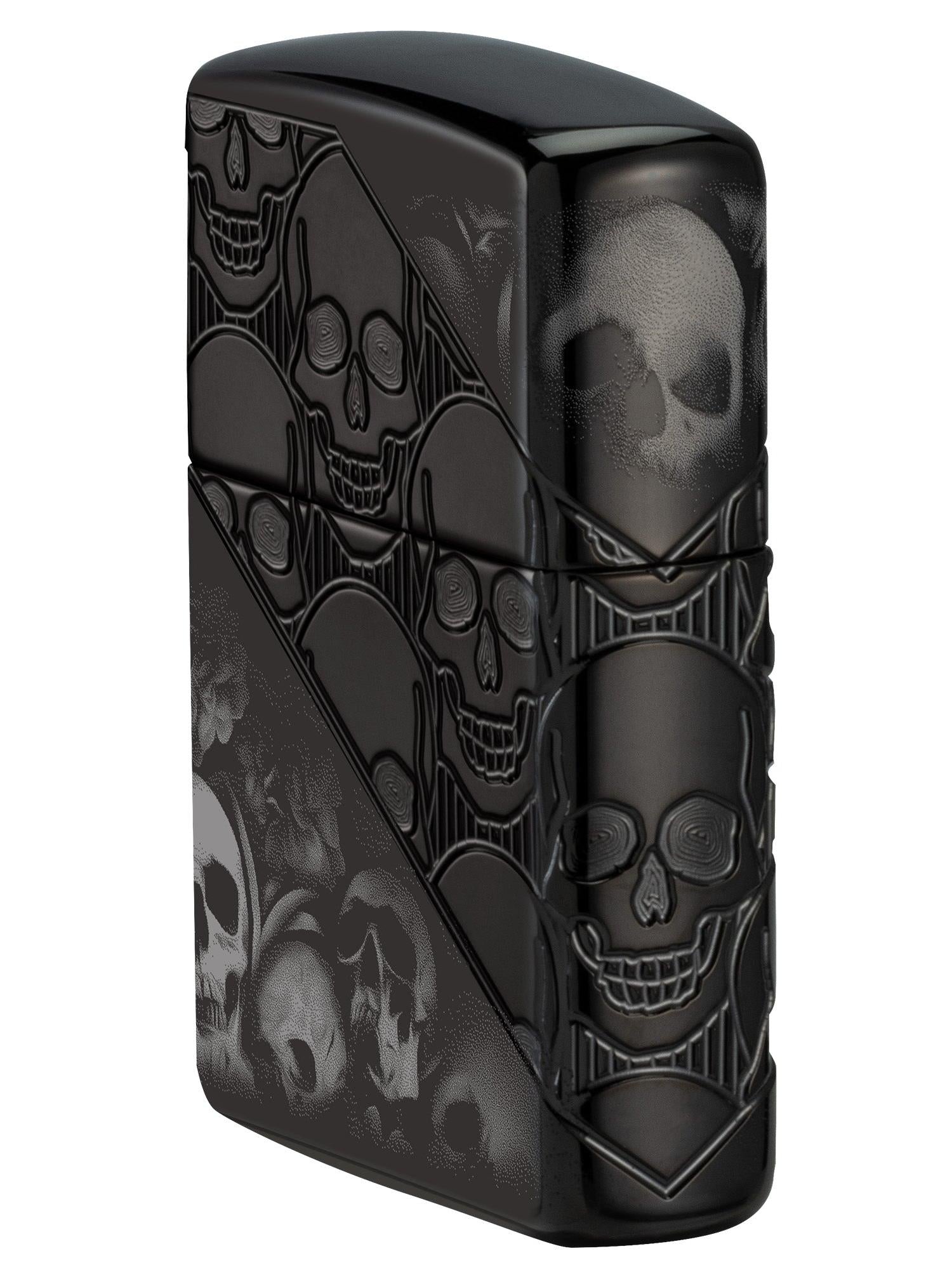 Zippo Lighter: Armor MultiCut Skull Collage, Photo 360 - High Polish Black 46751