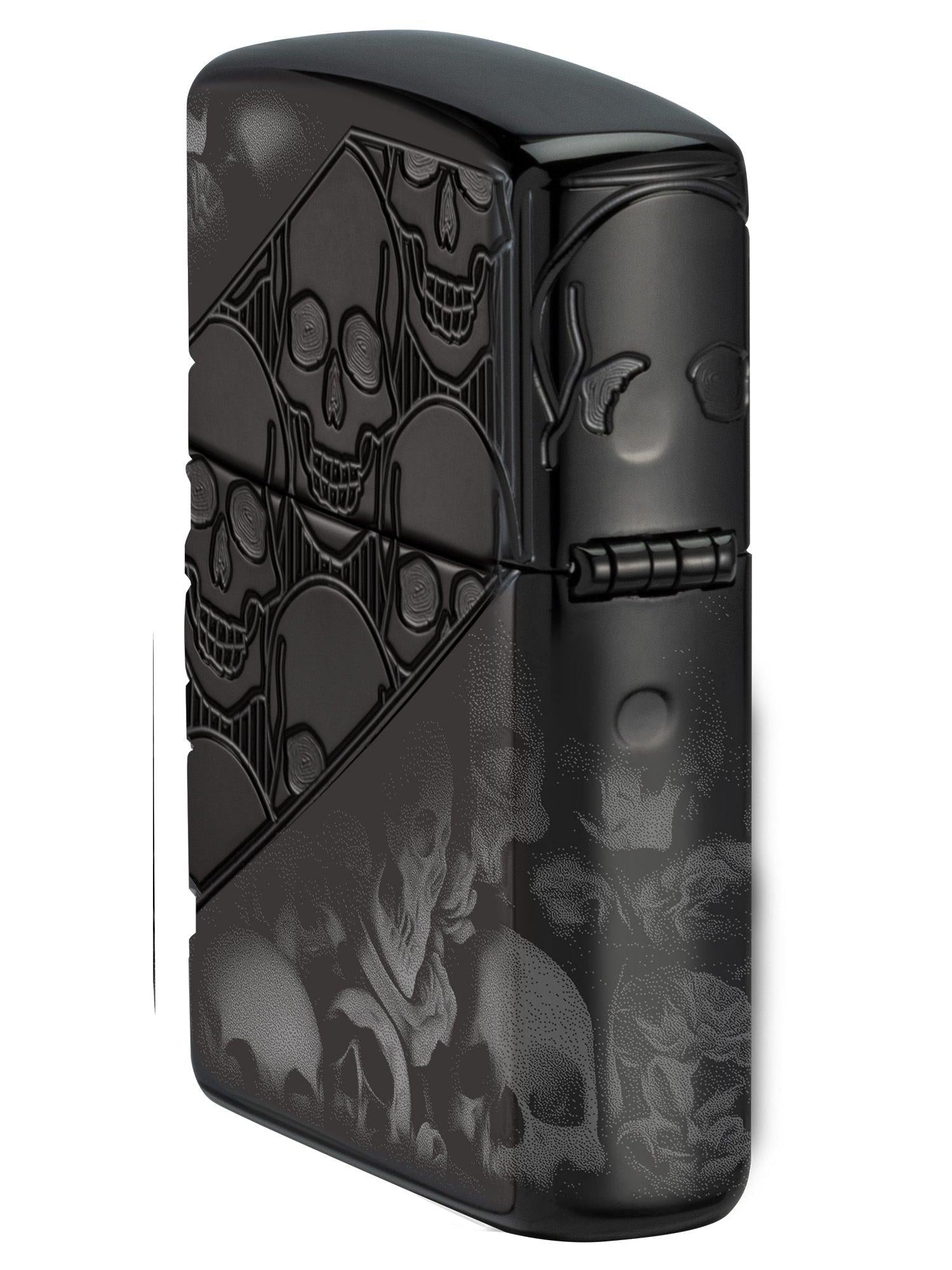 Zippo Lighter: Armor MultiCut Skull Collage, Photo 360 - High Polish Black 46751