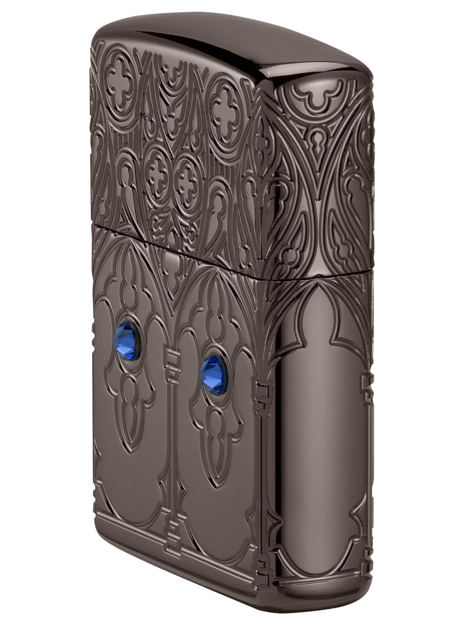 Zippo Lighter: Armor MultiCut Design with Crystals - Black Ice 46753