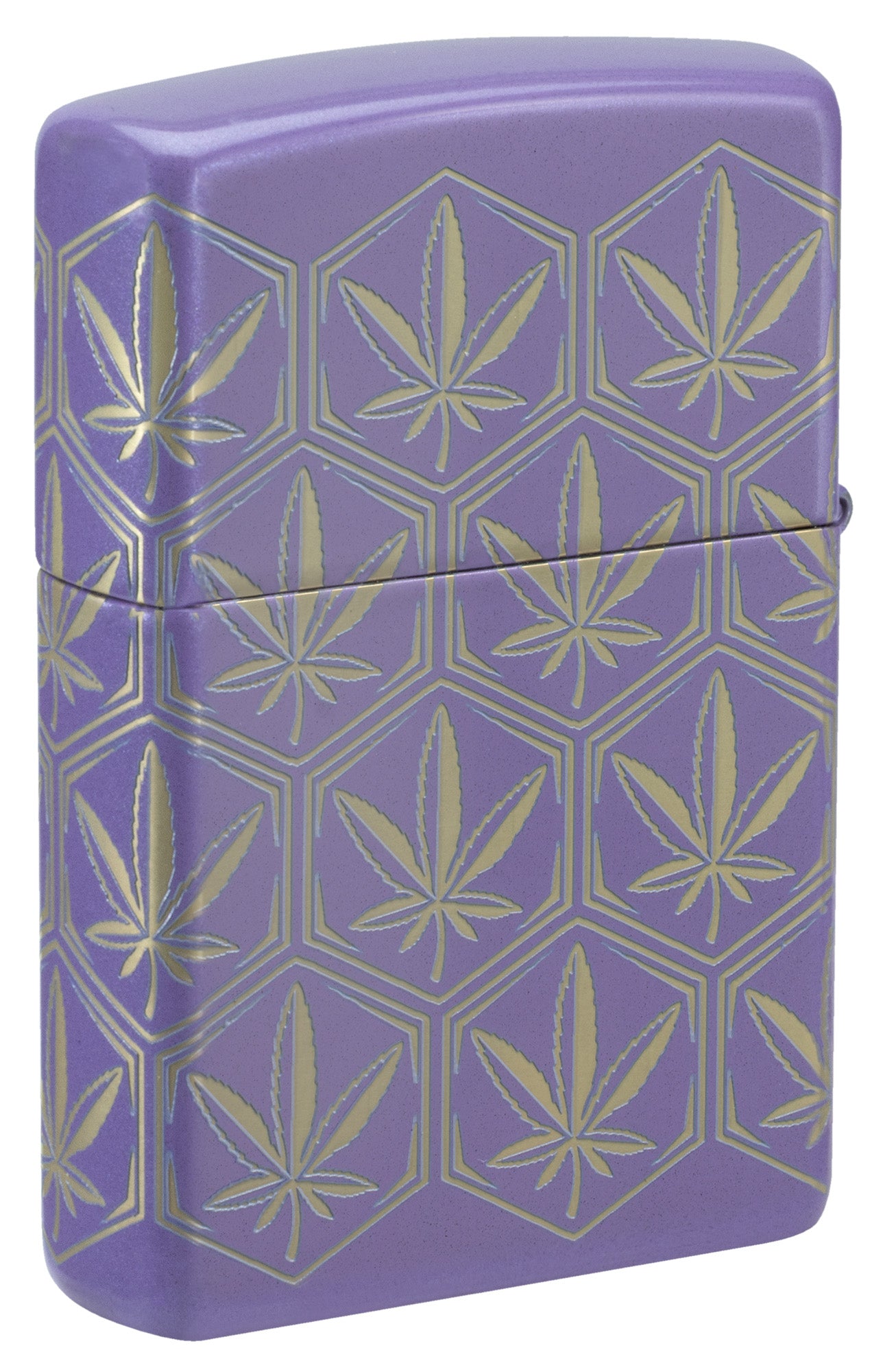 Zippo Lighter: Honeycomb Weed Leaves, 360 Laser - Smokey Lavender 46855