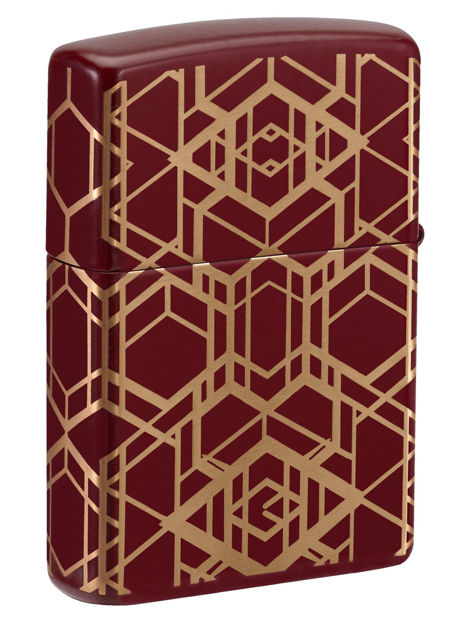 Zippo Lighter: Grid Pattern, 360 Laser - Merlot 46880