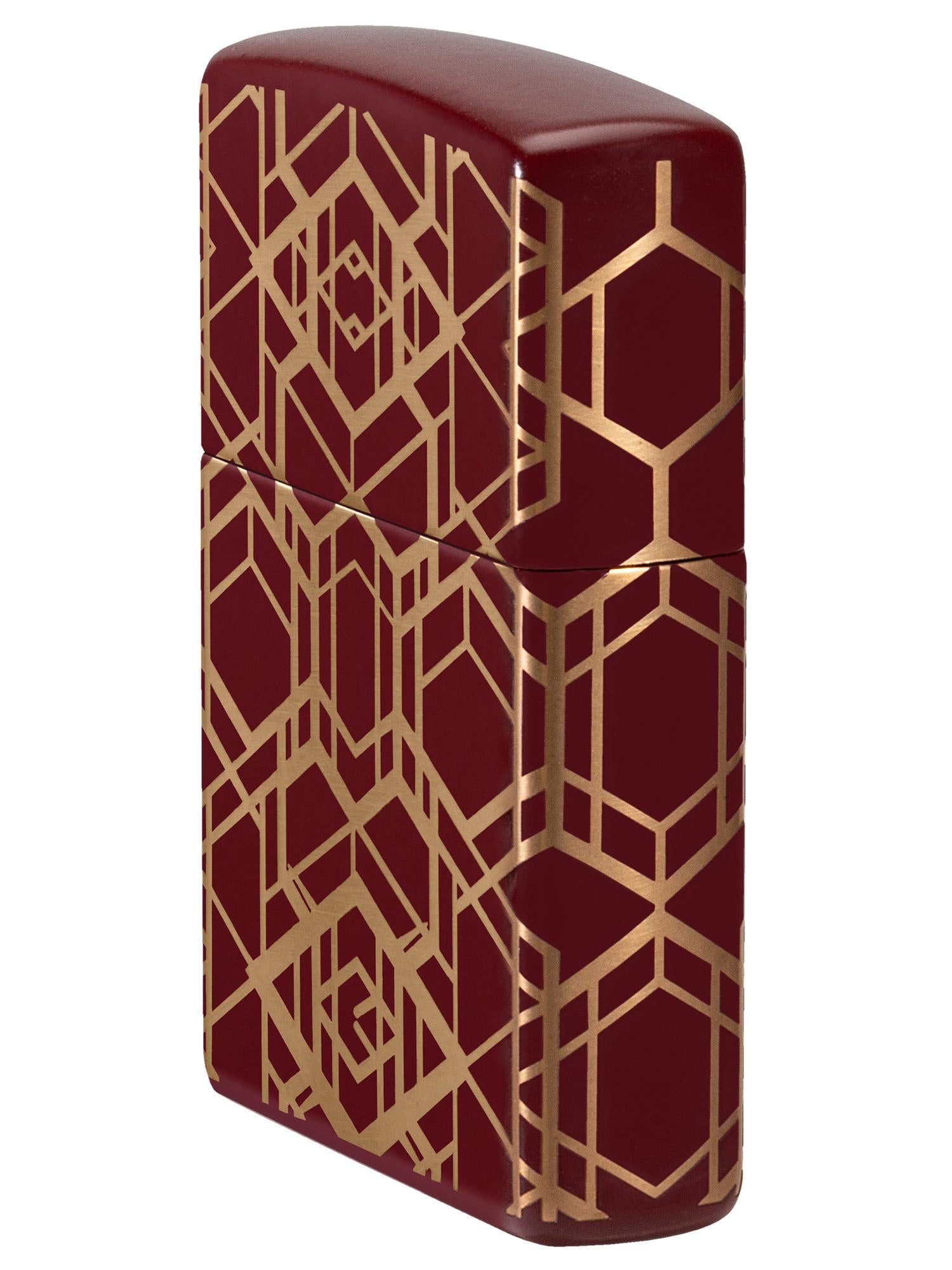 Zippo Lighter: Grid Pattern, 360 Laser - Merlot 46880