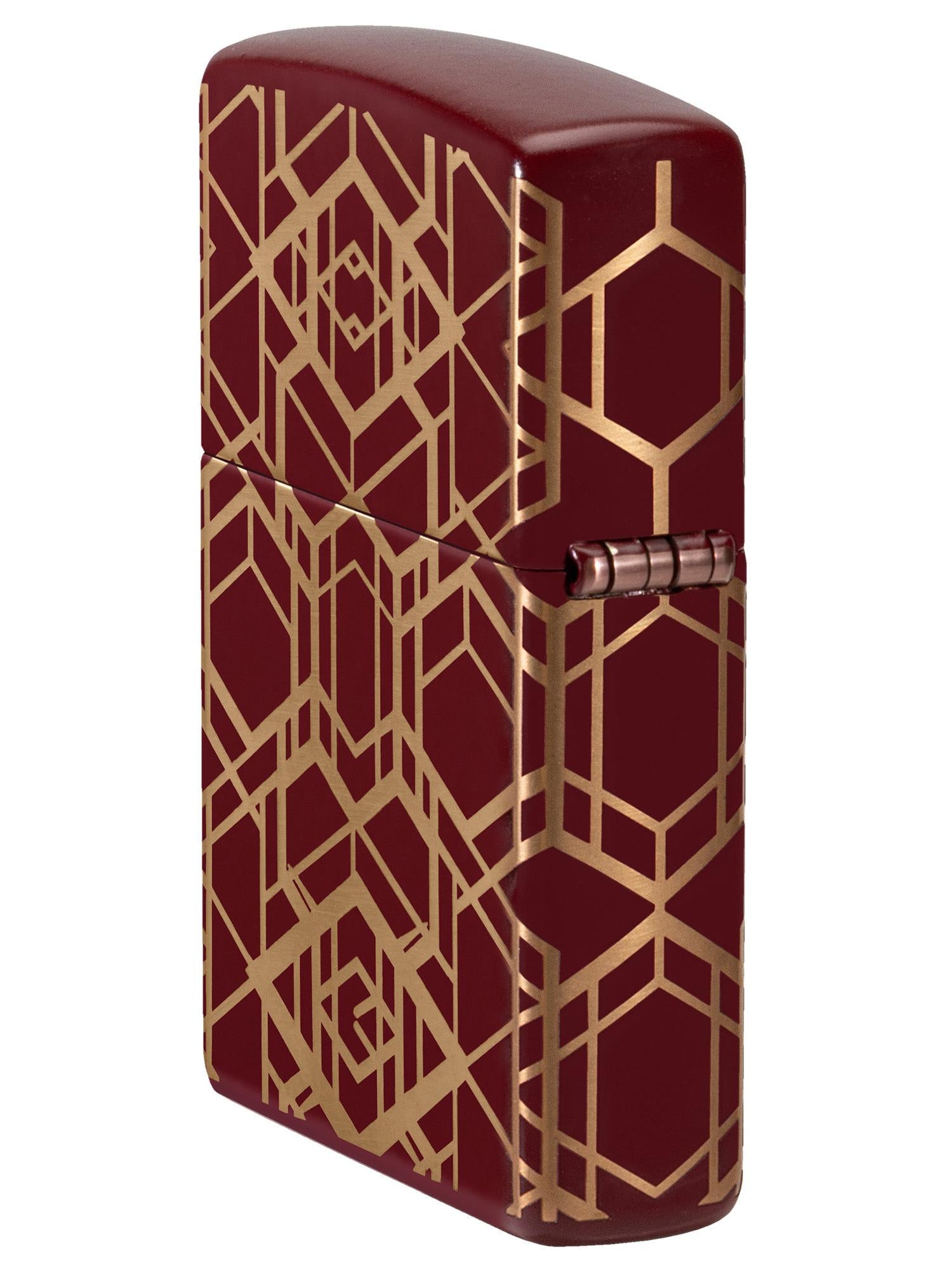 Zippo Lighter: Grid Pattern, 360 Laser - Merlot 46880