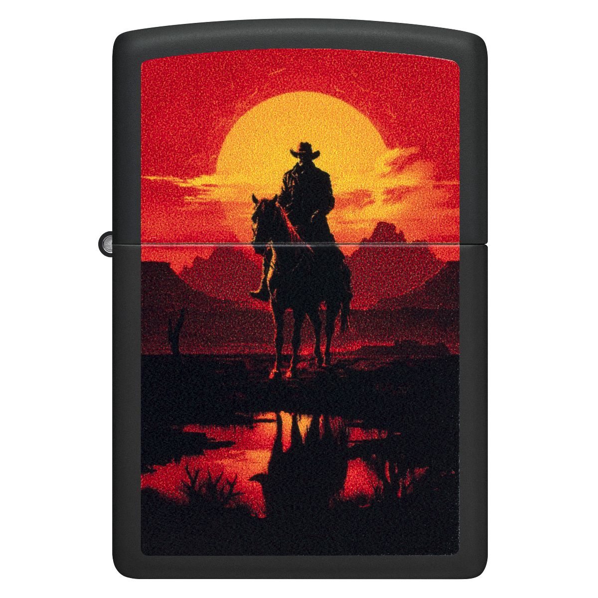 Zippo Lighter: Cowboy on Horseback - Black Matte 46885 – Lucas