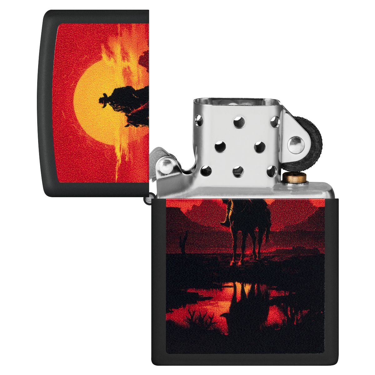 Zippo Lighter: Cowboy on Horseback - Black Matte 46885 – Lucas