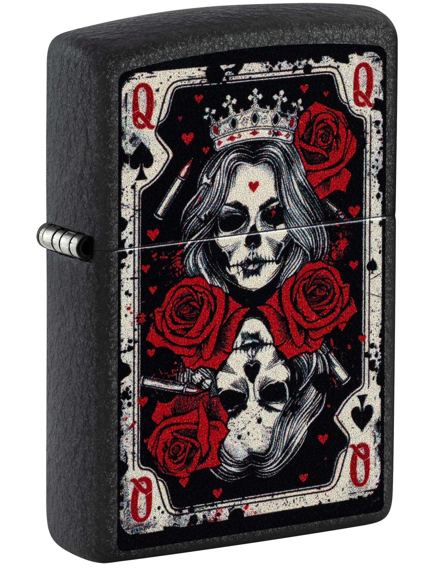 Zippo Lighter: Skull Queen Card - Black Crackle 46896