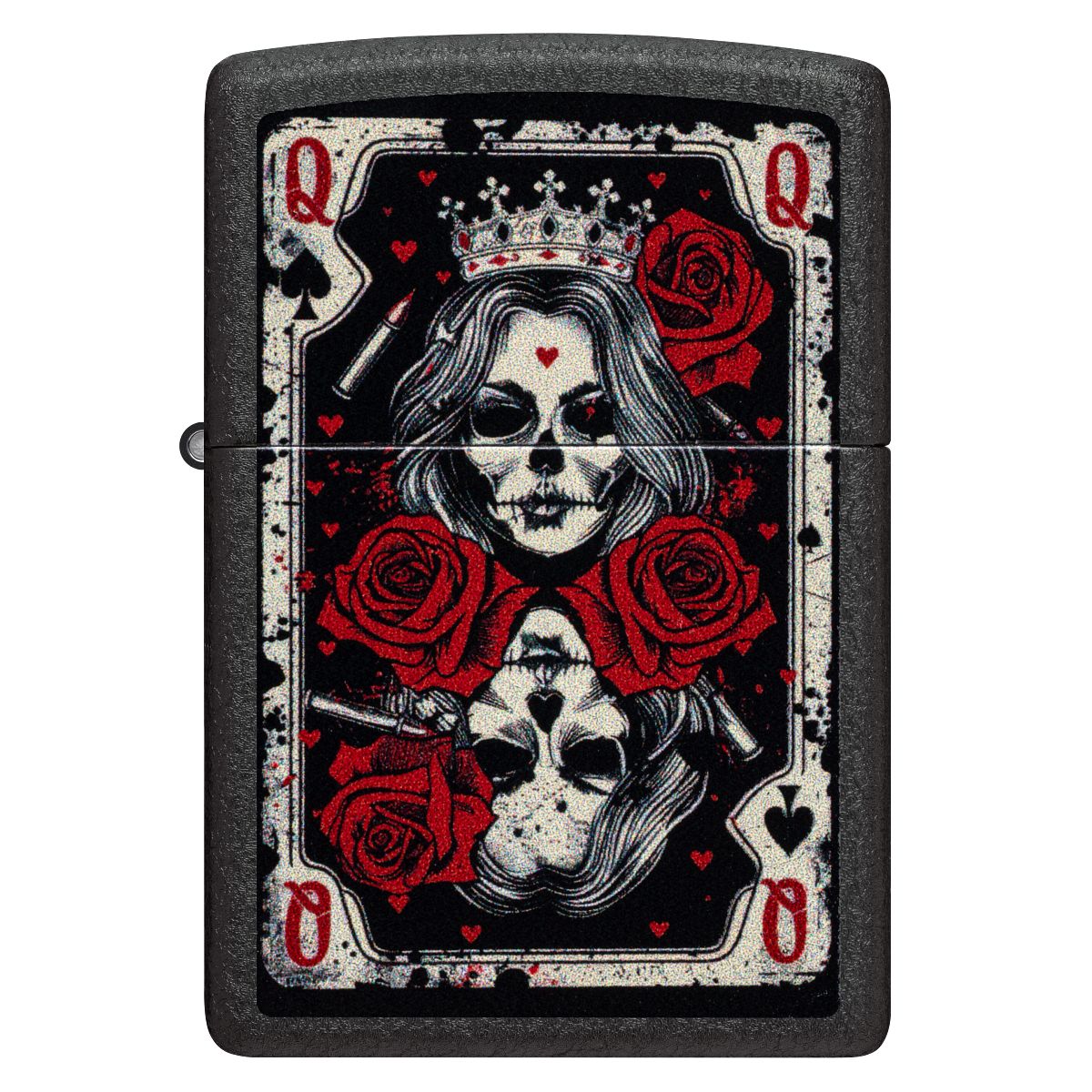 Zippo Lighter: Skull Queen Card - Black Crackle 46896 – Lucas Lighters